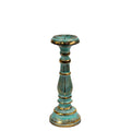 Small Candle Stand – Turquoise Gold Wooden Vintage