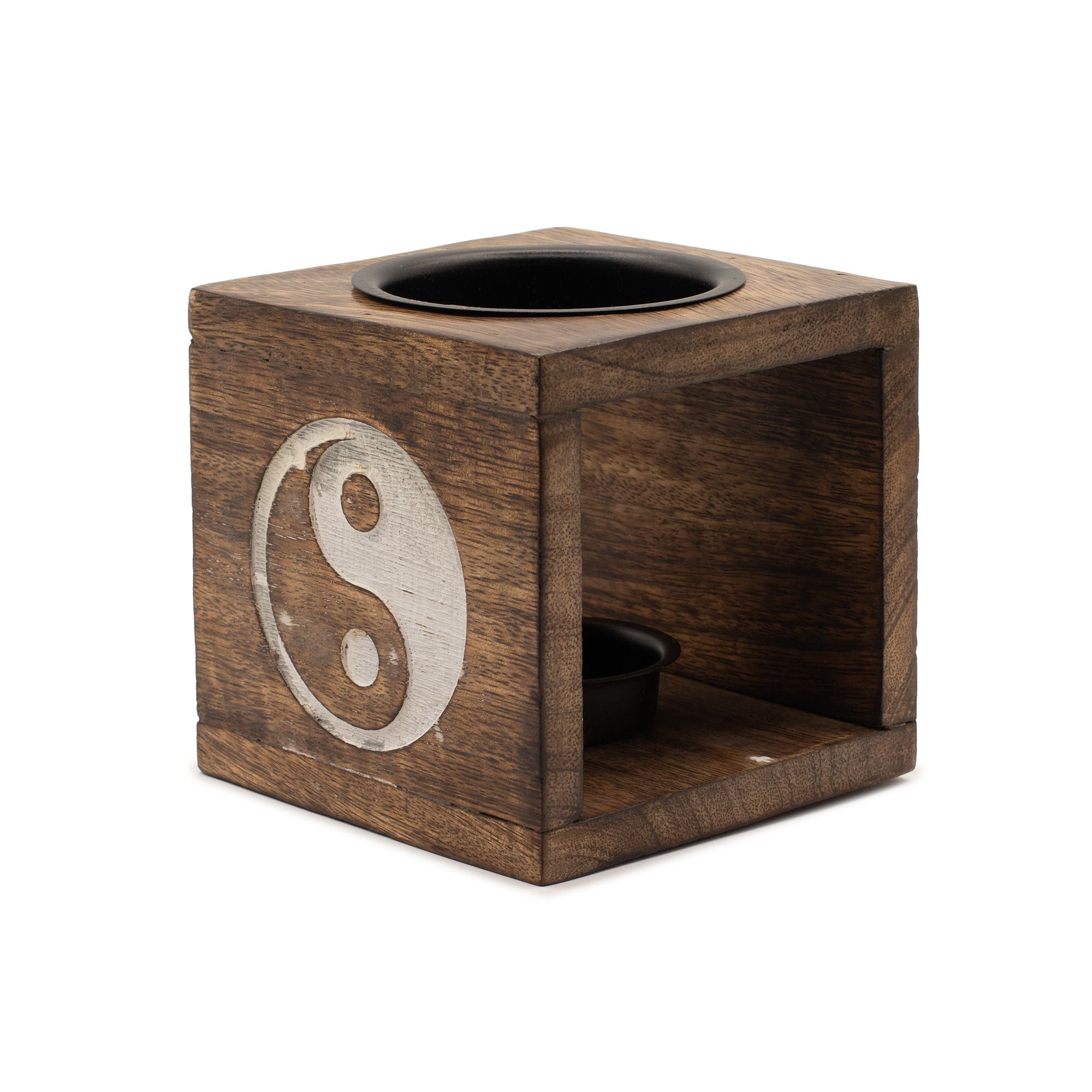Mango Wood Oil Burner  - Yin Yang