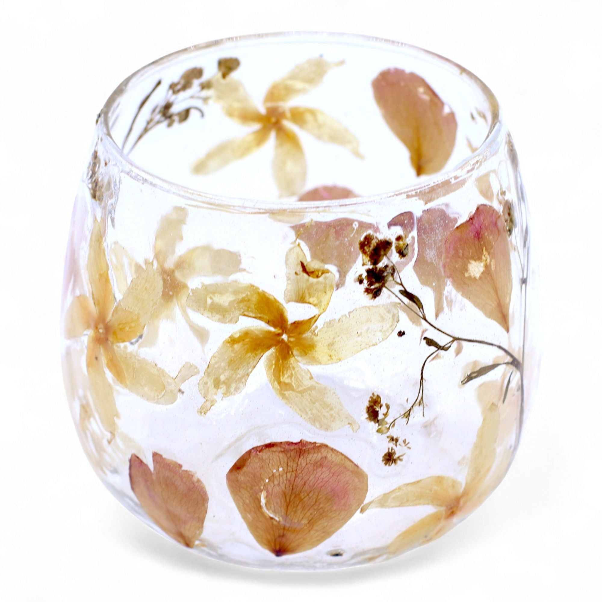 Natural Floral Glass – Straight Candle Holder – Rosa
