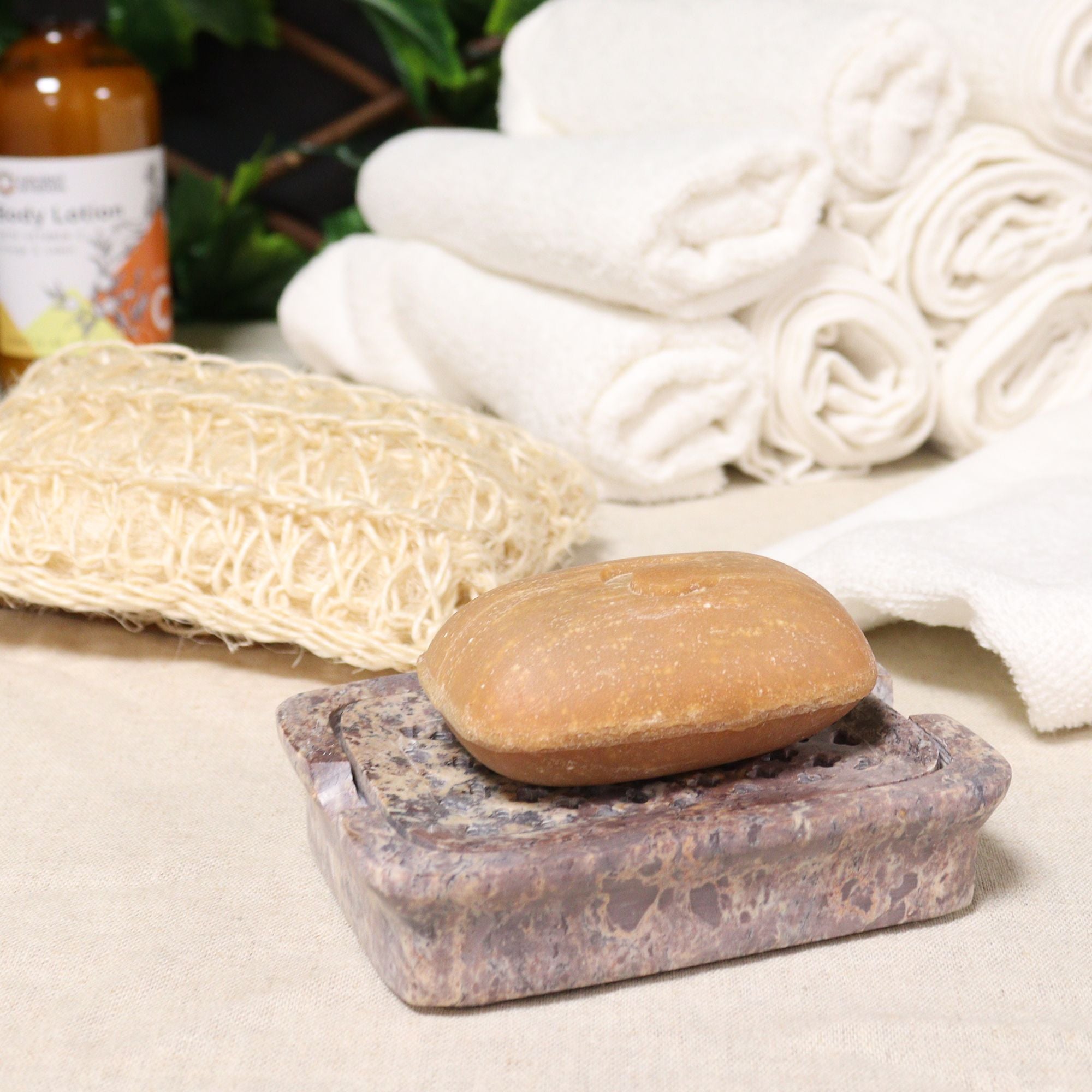 Soapstone – Classic Square Soap Dish & Drainer