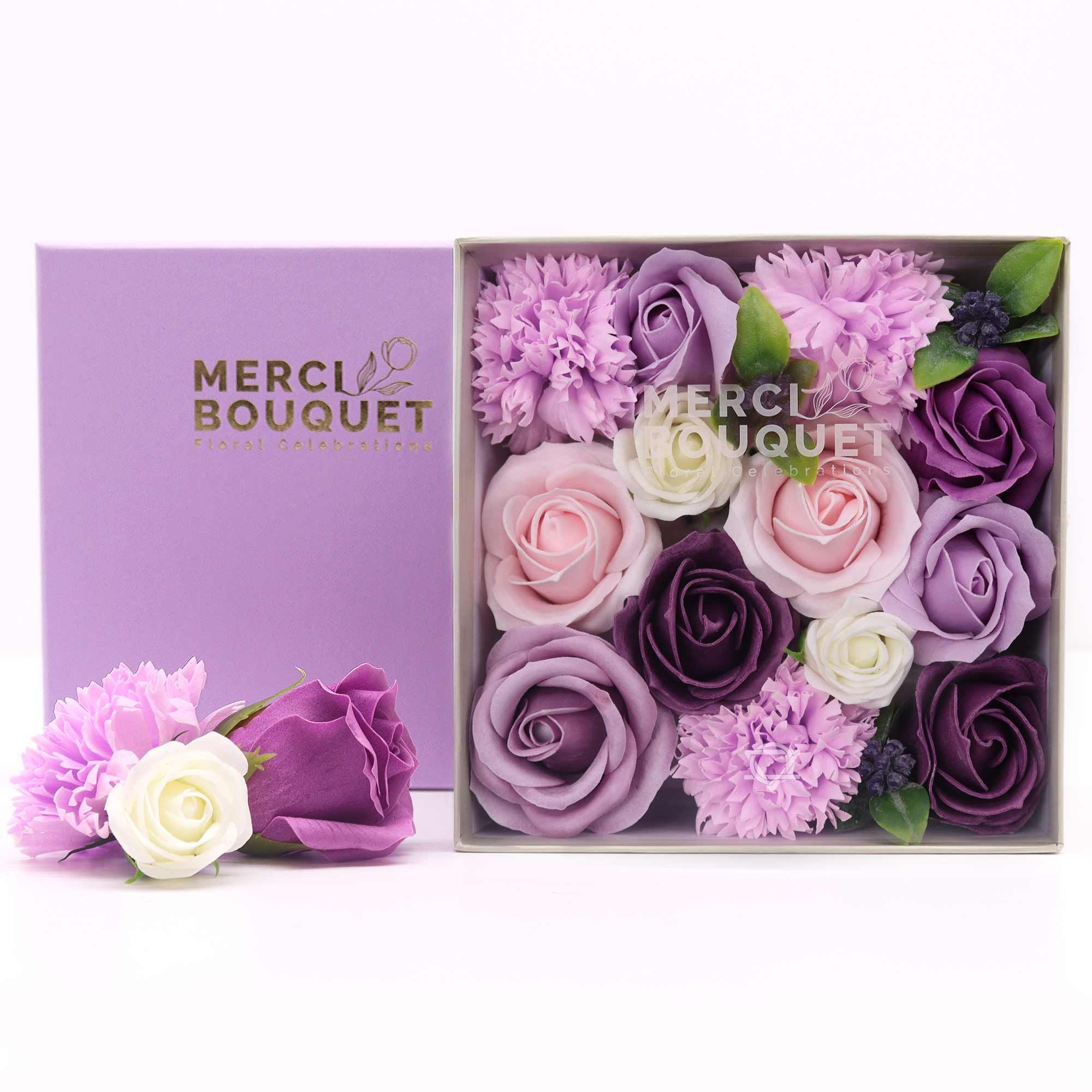 Merci Square Gift  Box - Lavender Rose & Carnation