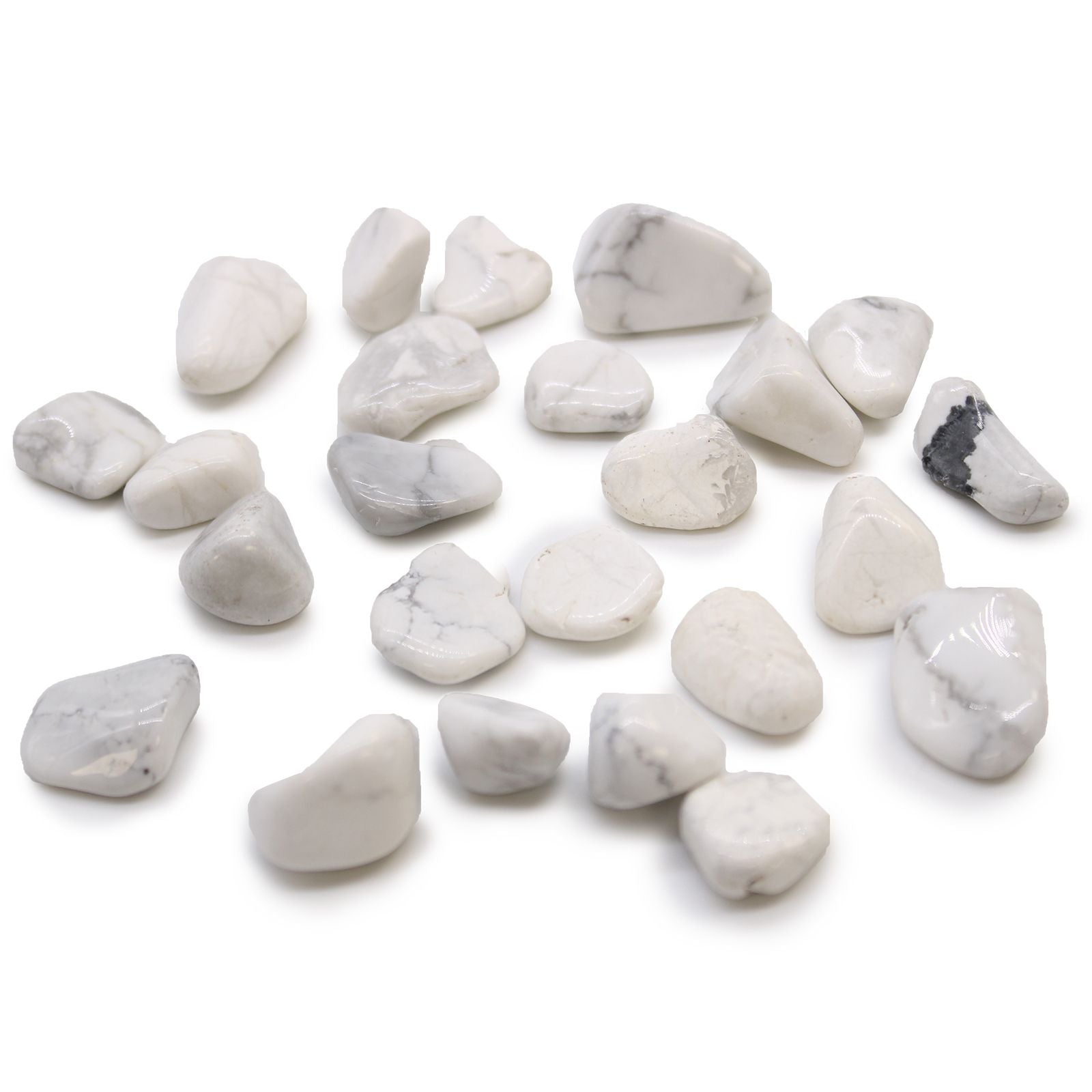 African Tumble Stone x24 - Small - White Howlite (Magnesite)