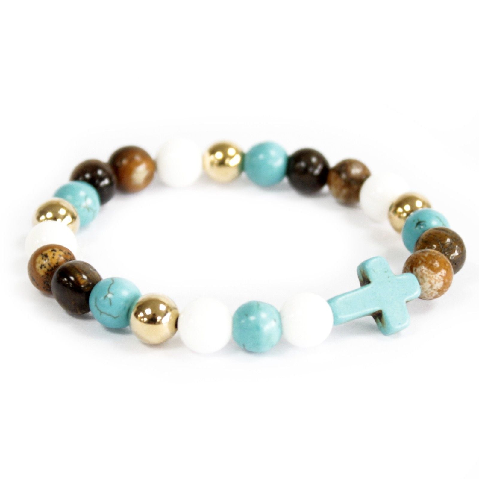 Noble Gemstone Bracelet - Turquoise Cross (Royal Beads)