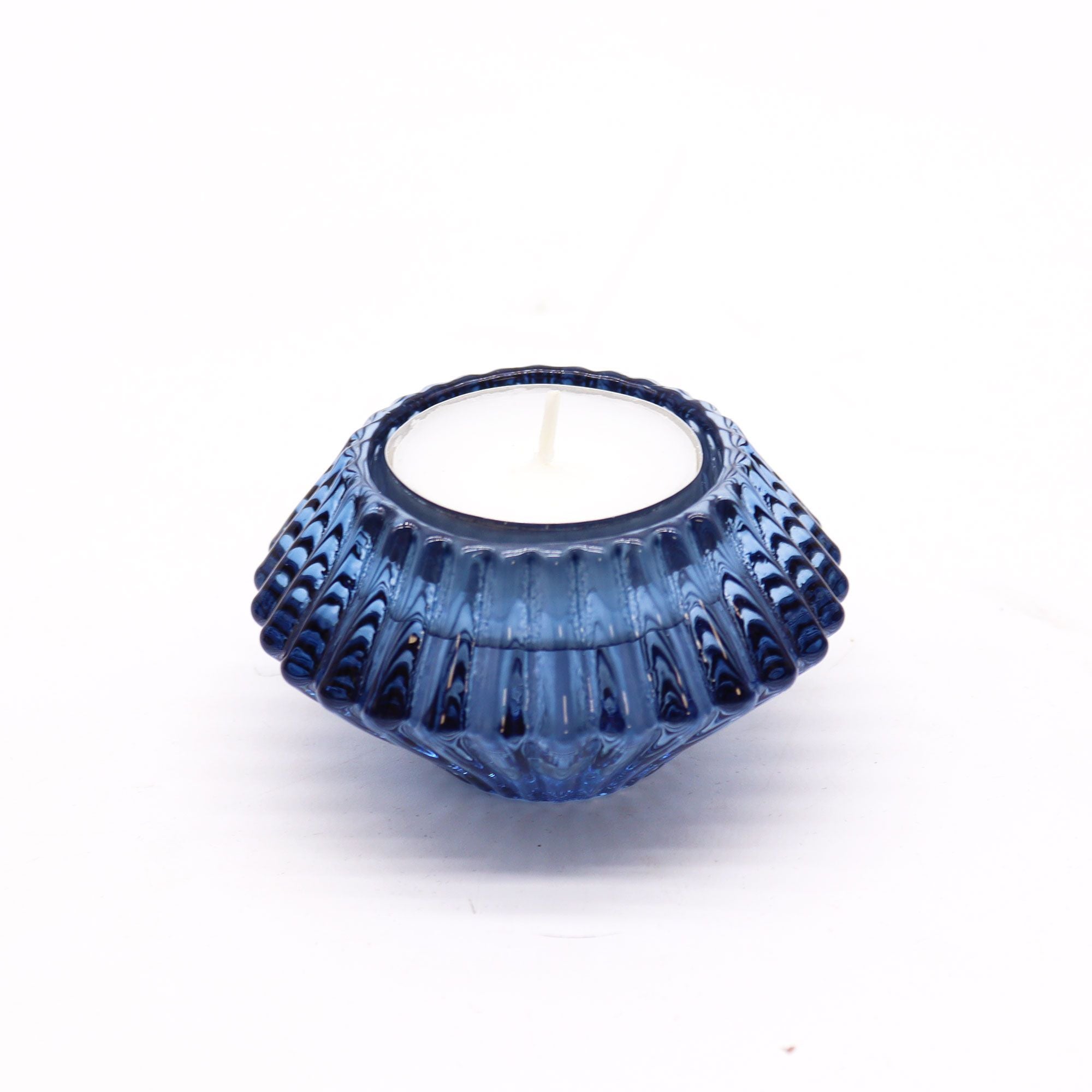 Flower Flip Dinner Candle Tealight Holder Set of 2 – Royal Blue
