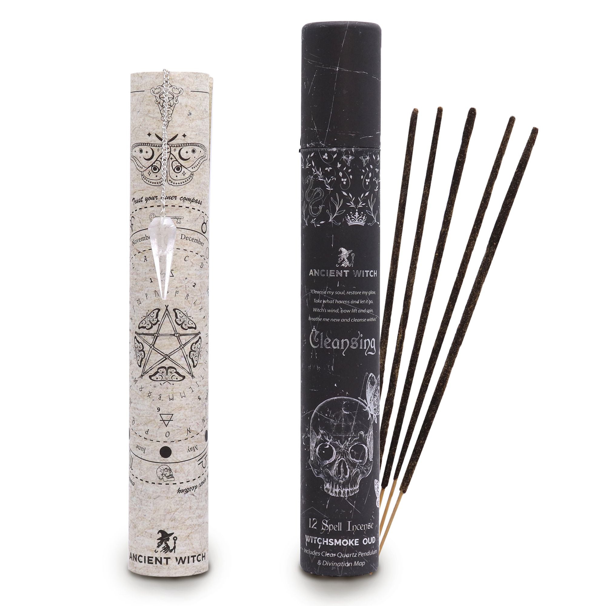Ancient Witch Spell Incense - Rock Crystal Pendulum - Cleansing