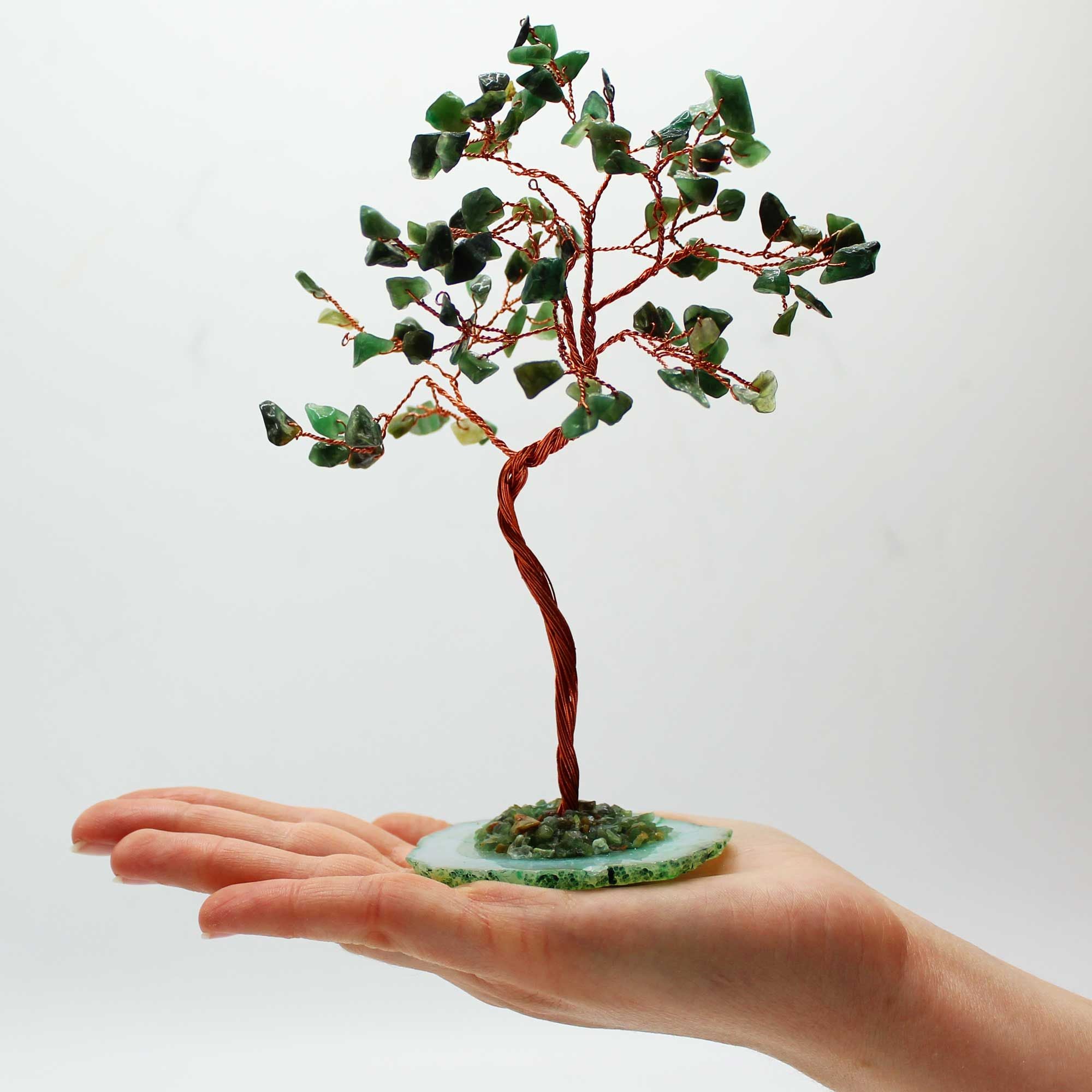 Large Gemstone Tree (100 Stones) - Green Aventurine on Green Agate Base