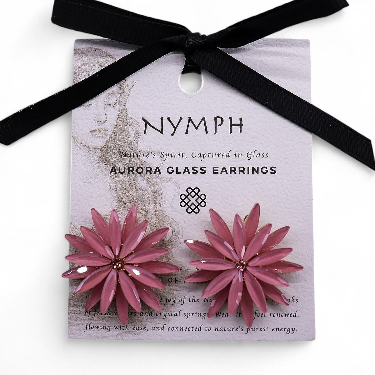 Soft Pink Vintage Glass Earrings - Flowers