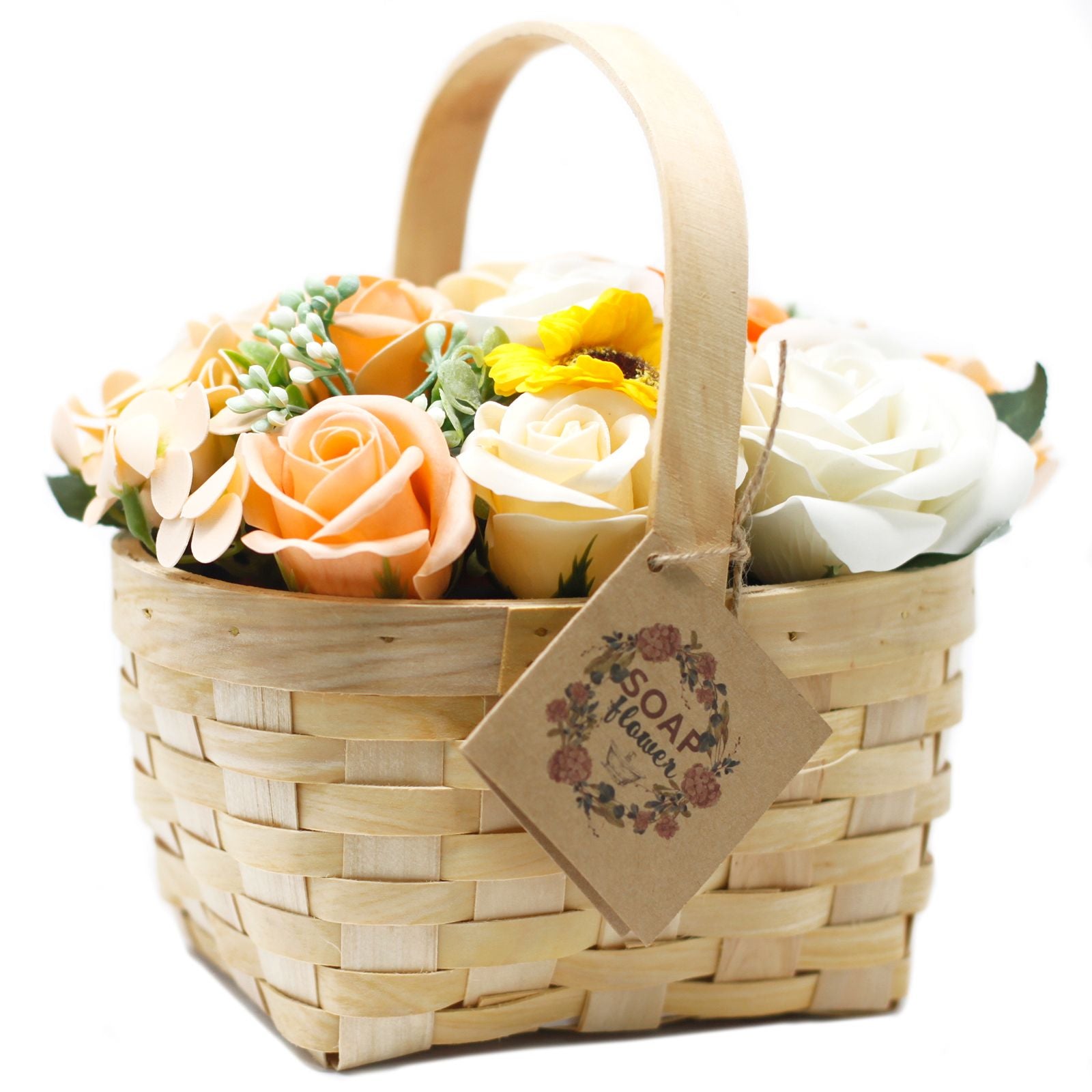 Large Wicker Basket Bouquet – Orange