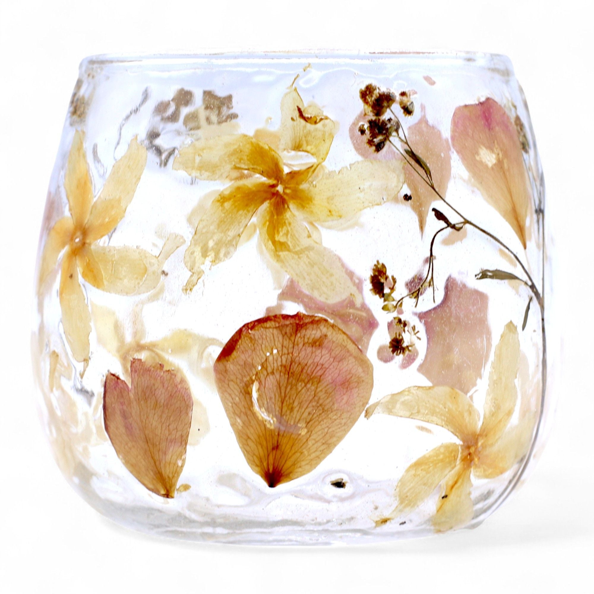 Natural Floral Glass – Straight Candle Holder – Rosa
