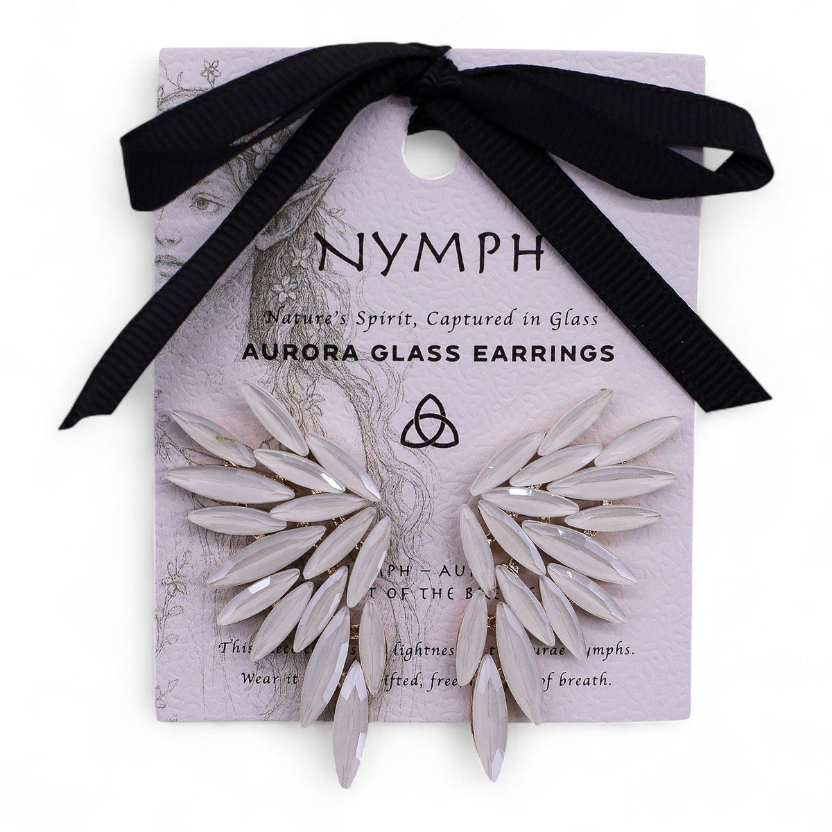 Pearl Vintage Glass Earrings - Angel Wings