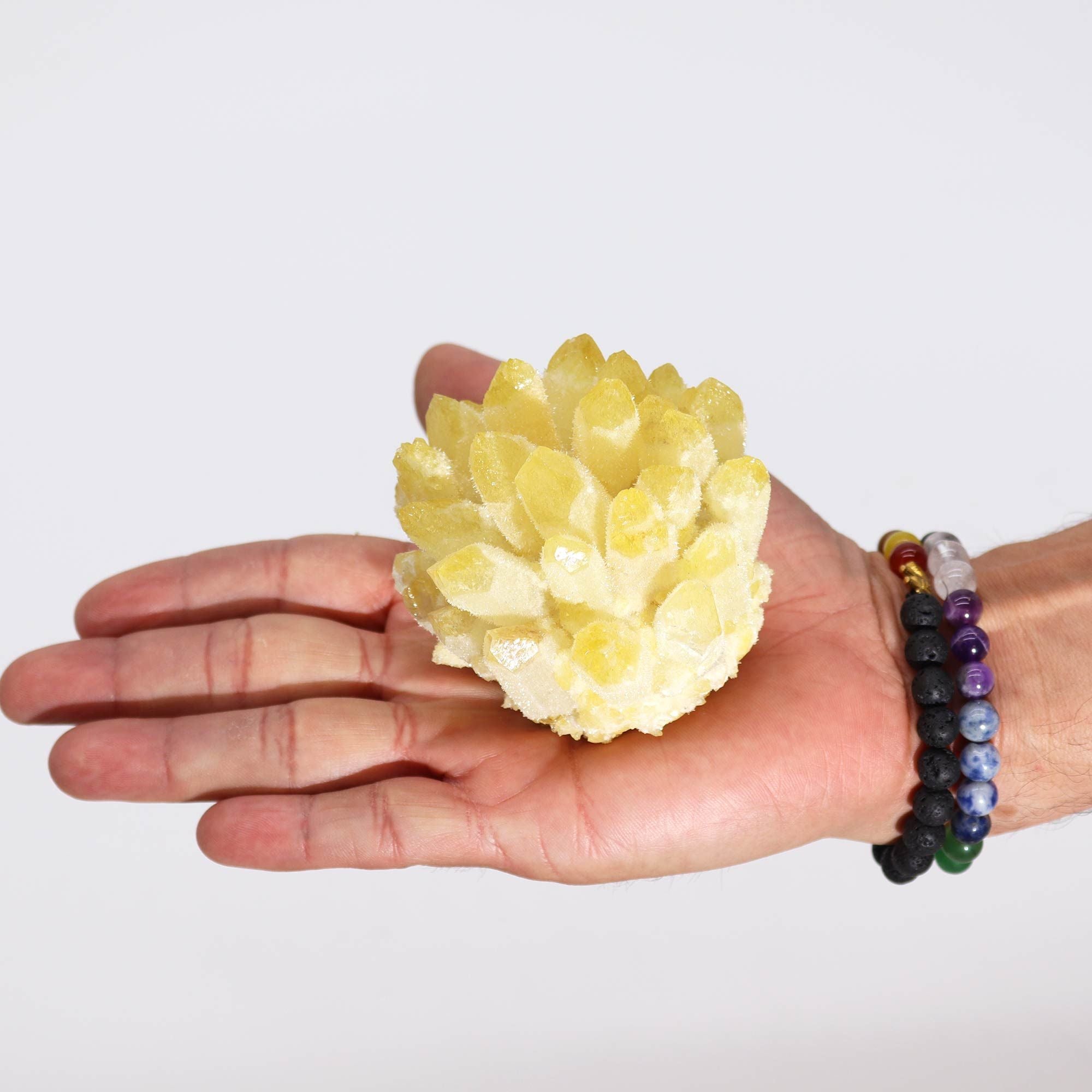 Crafted Natural Quartz Cluster - Yellow Ghost Quartz (Approx. 8 cm)