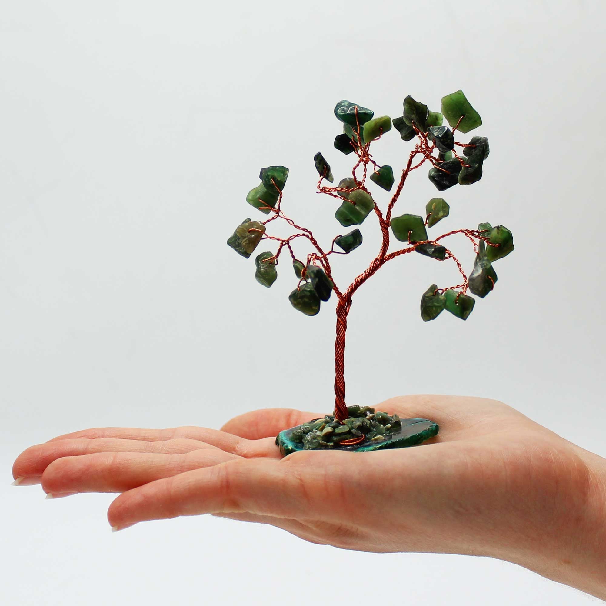 Gemstone Tree (35 Stones) - Green Aventurine on Green Agate Base