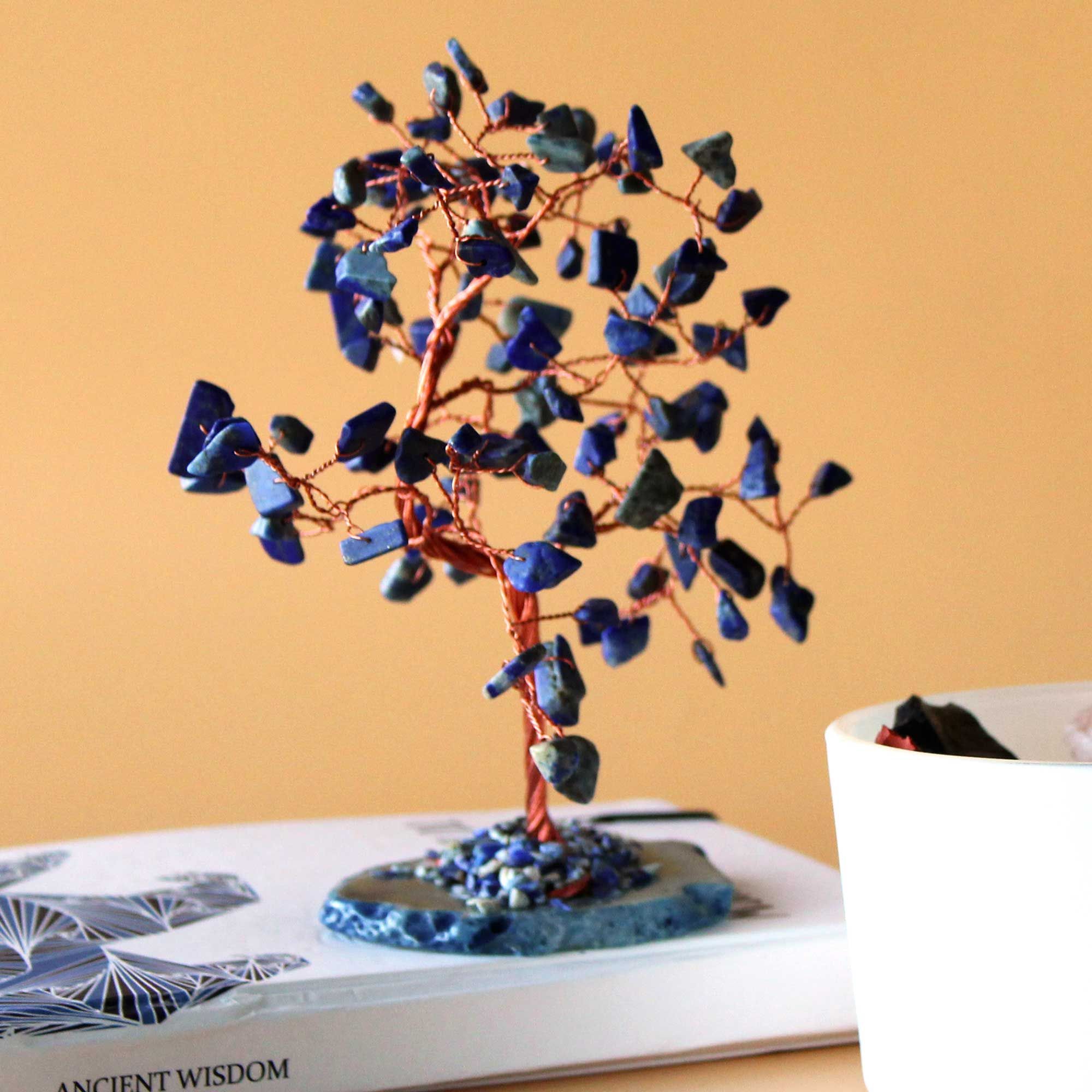 Large Gemstone Tree (100 Stones) - Sodalite on Blue Agate Base