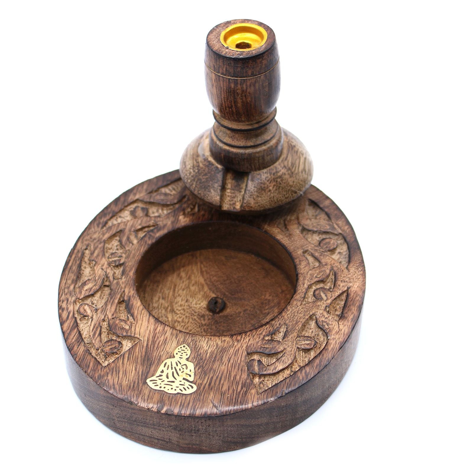 Mango Wood Backflow Burner Small - Brass Buddha