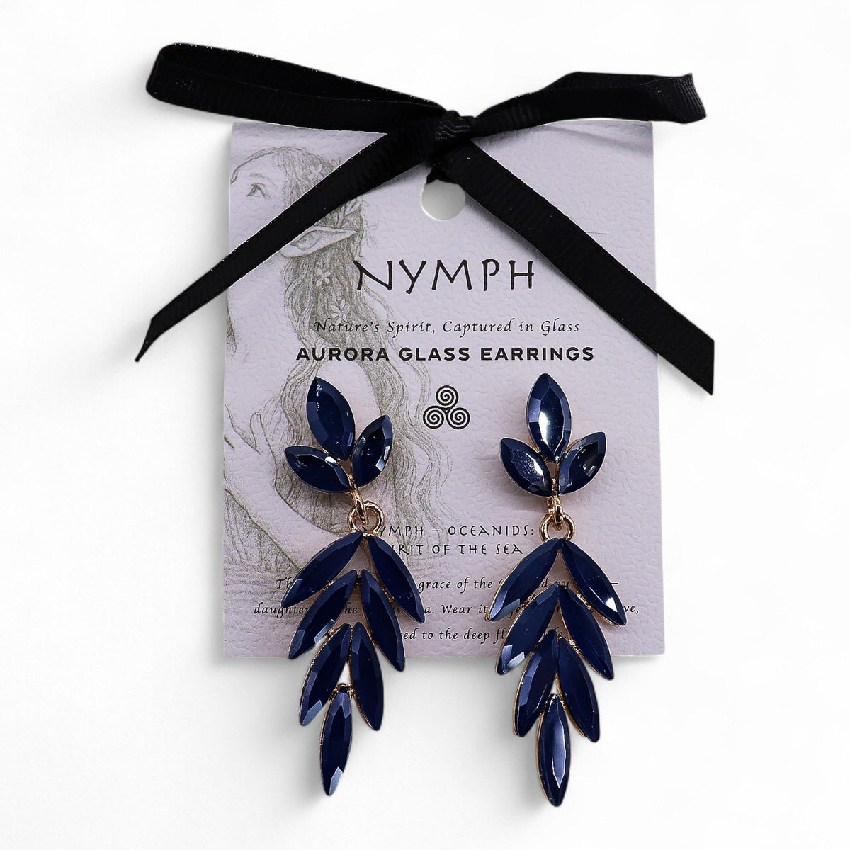 Royal Blue Vintage Glass Earrings - Long Drop