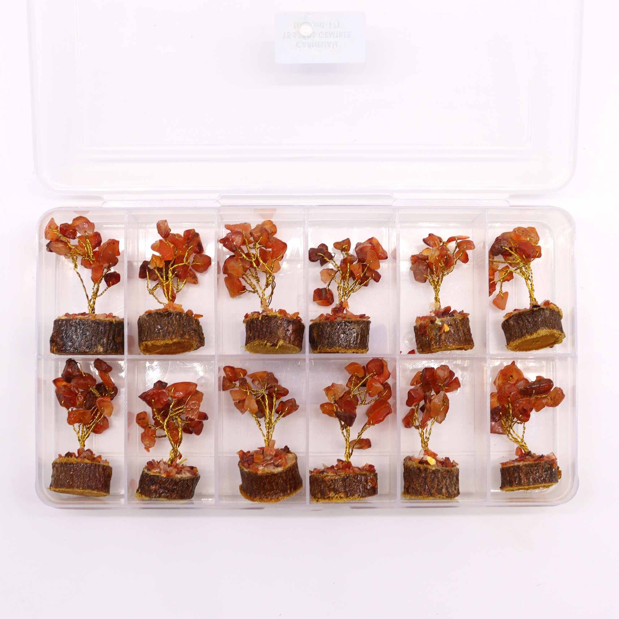 Mini Gemstone Tree on Wood Base (15 Stones) - Carnelian