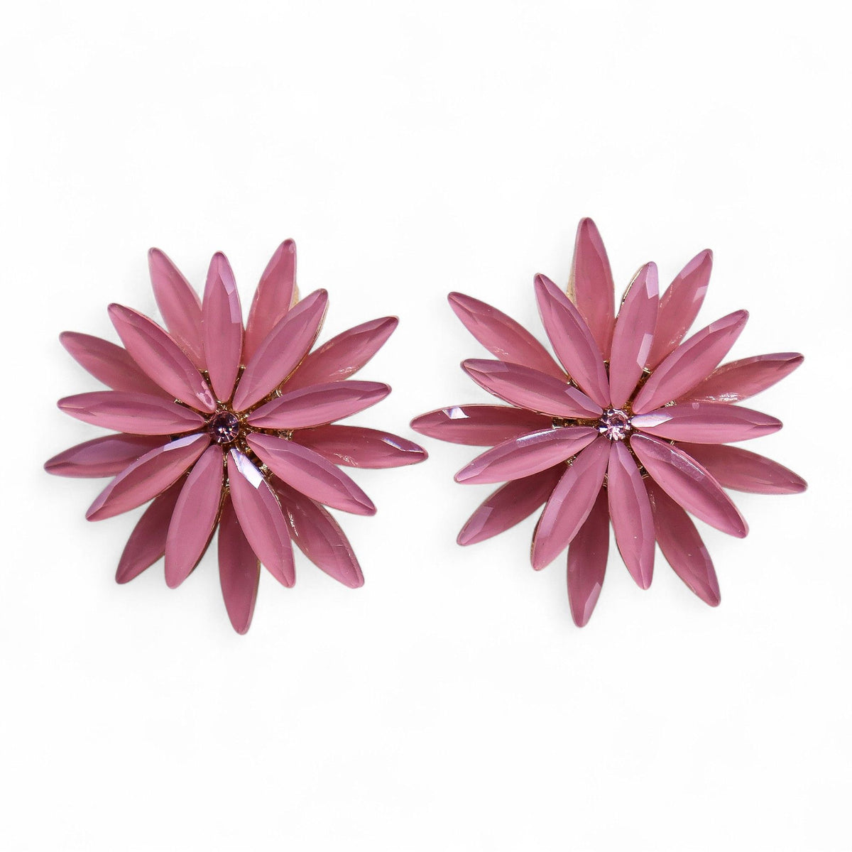 Soft Pink Vintage Glass Earrings - Flowers