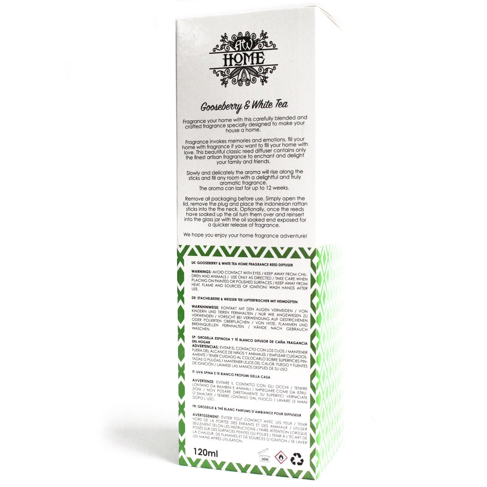 Reed Diffuser 120 ml – Gooseberry & White Tea