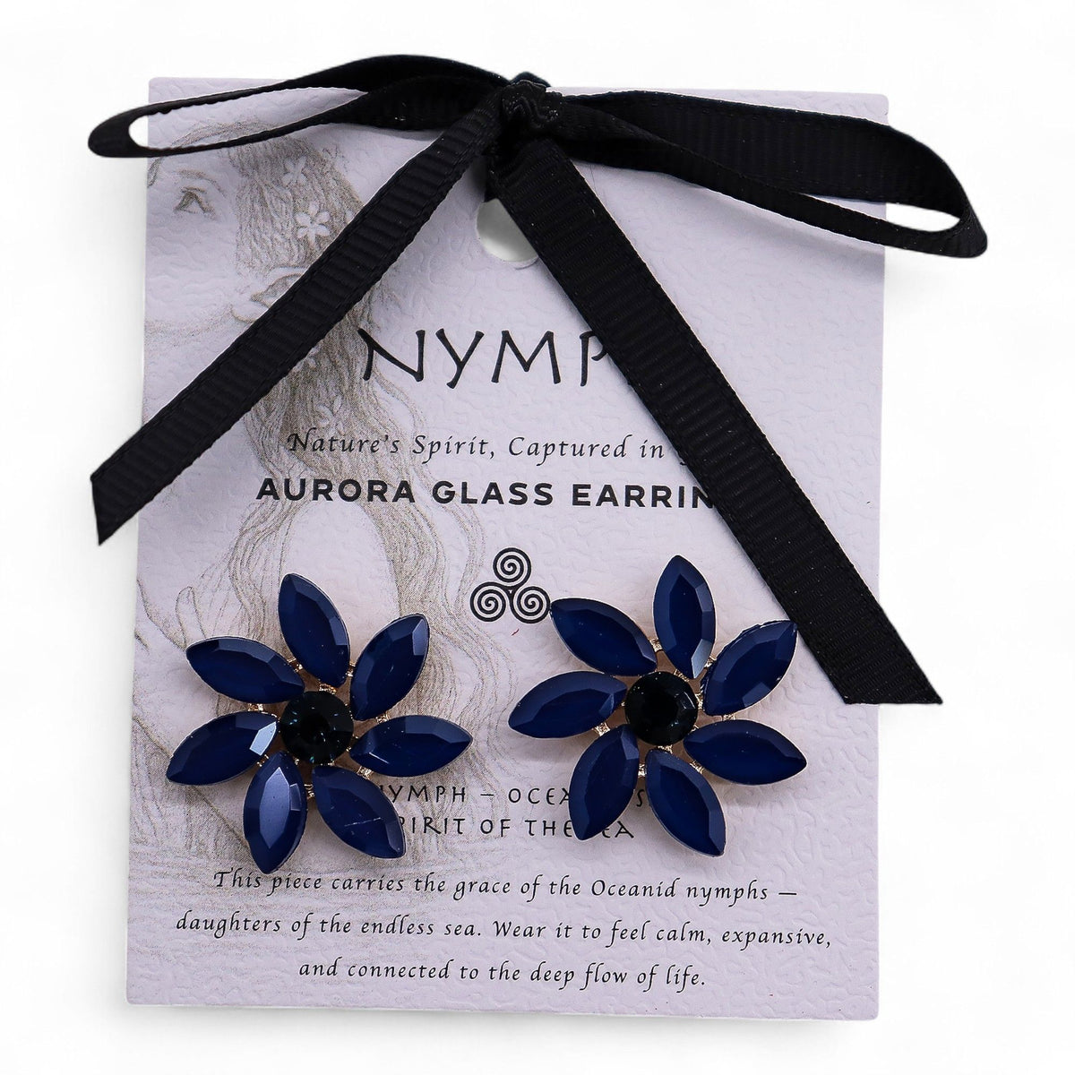 Royal Blue Vintage Glass Earrings - Flowers