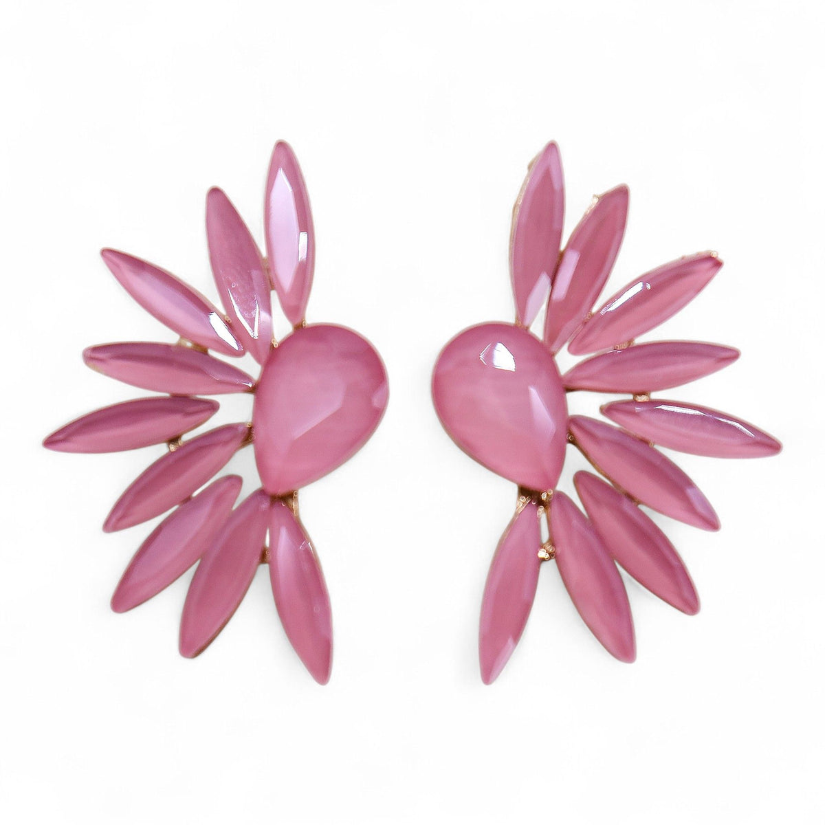 Soft Pink Vintage Glass Earrings - Angel Wings