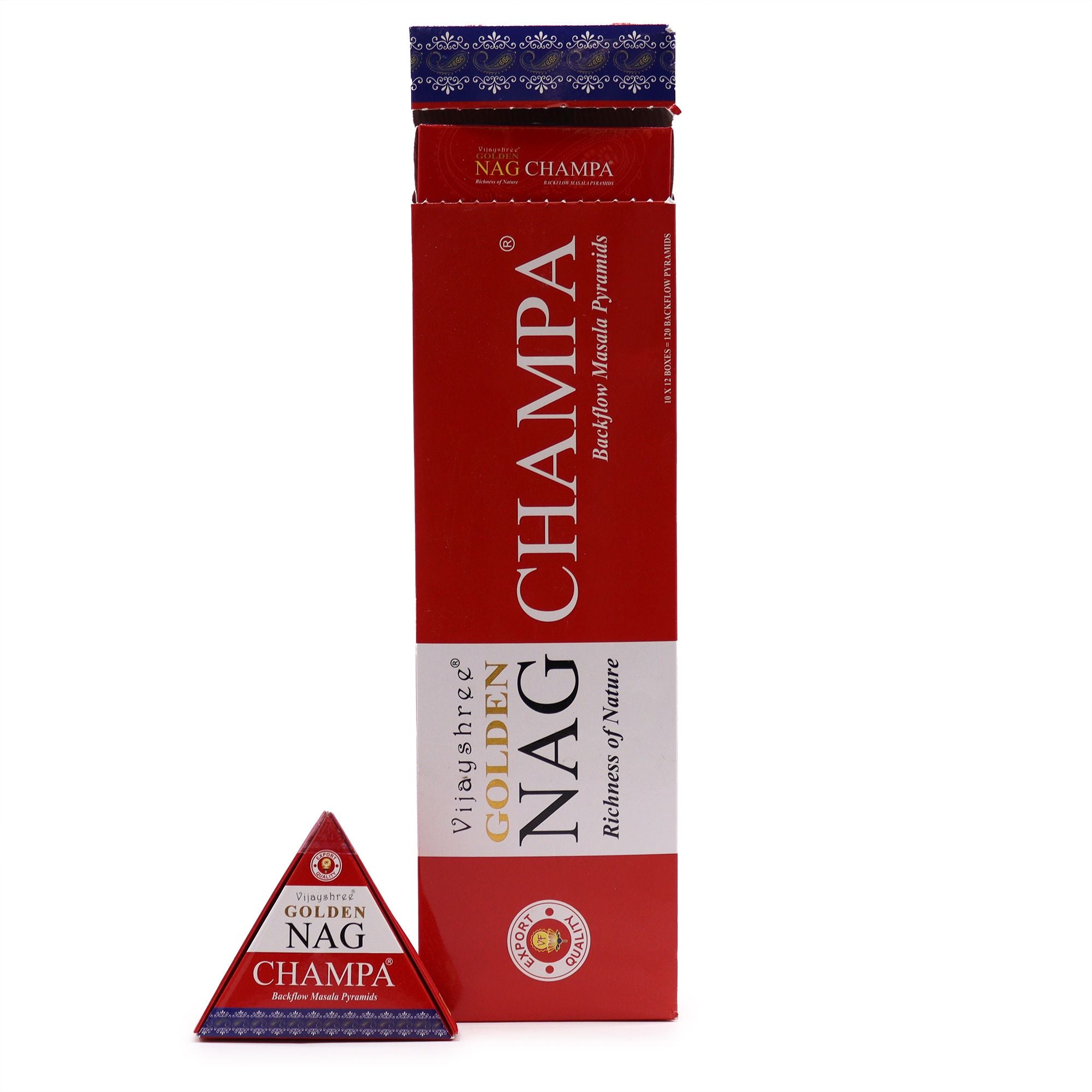 Jumbo Golden Nag Back Flow Incense Cones 42g - Champa