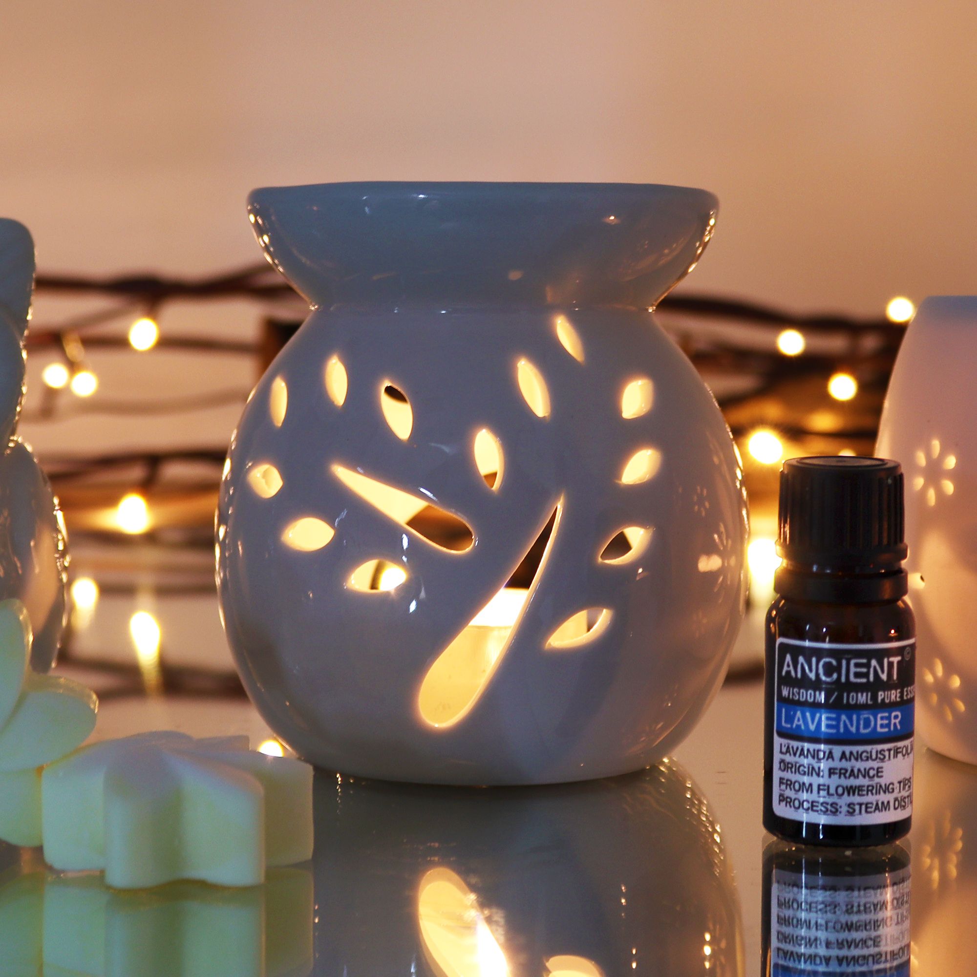 Large Classic White Oil Burner - Tree Cut-out