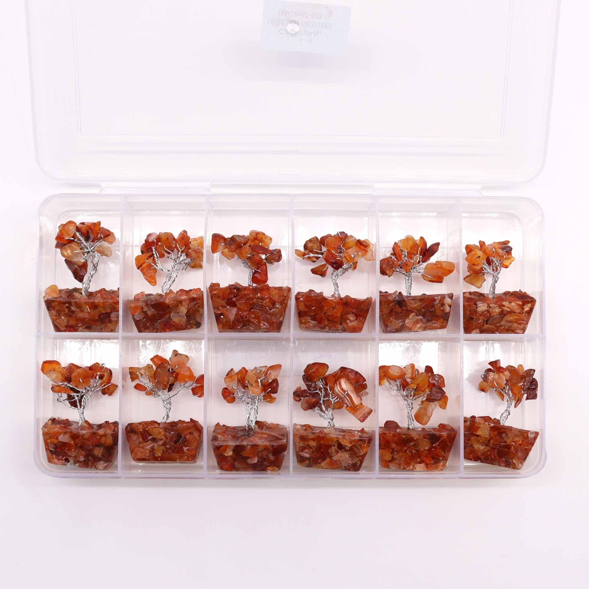 Mini Gemstone Tree on Orgonite Base (15 Stones) - Carnelian