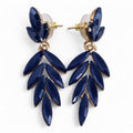 Royal Blue Vintage Glass Earrings - Long Drop