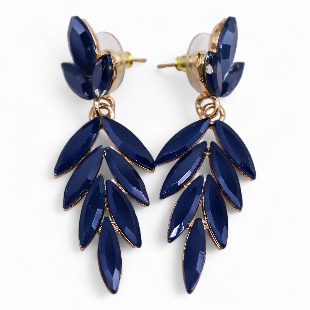 Royal Blue Vintage Glass Earrings - Long Drop