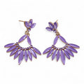 Lavender Vintage Glass Earrings - Long Drop