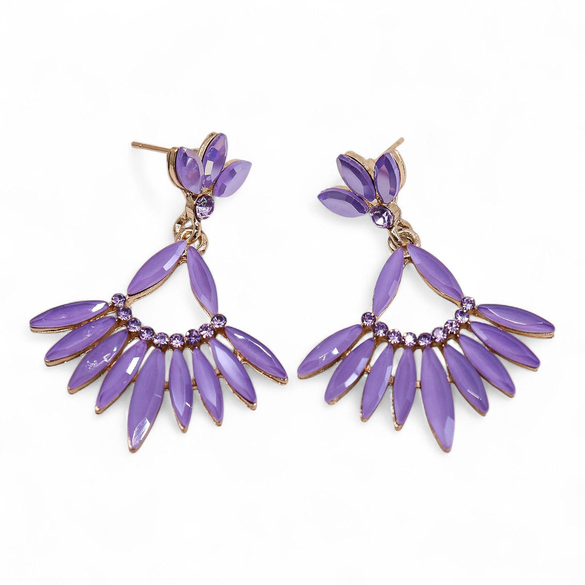 Lavender Vintage Glass Earrings - Long Drop