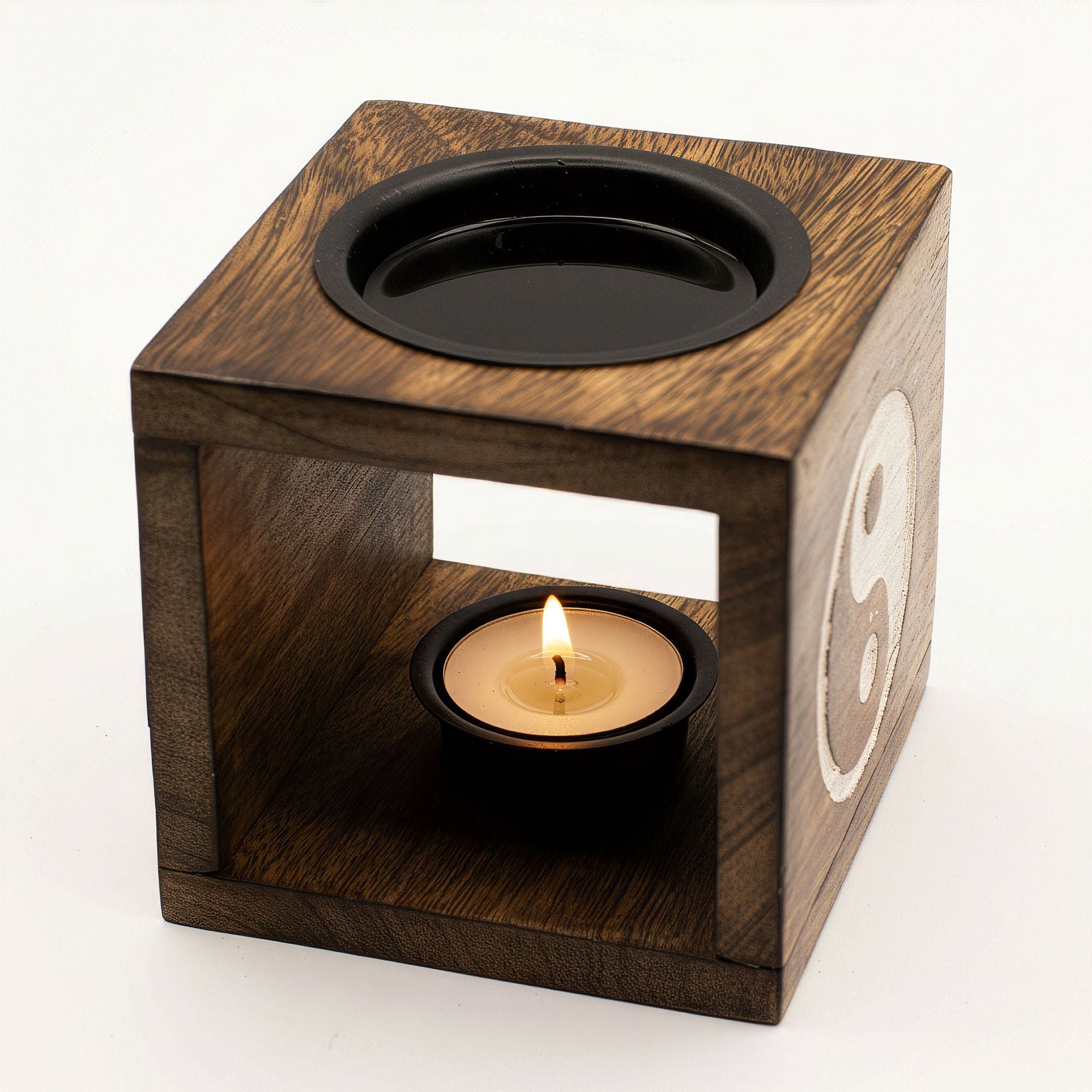 Mango Wood Oil Burner  - Yin Yang