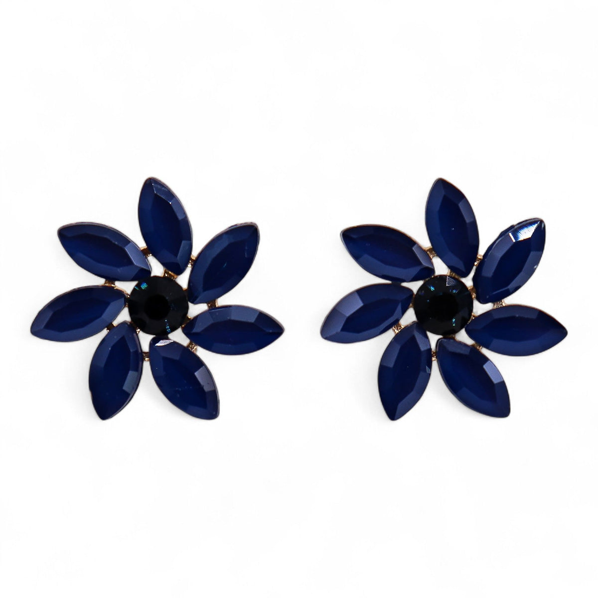 Royal Blue Vintage Glass Earrings - Flowers