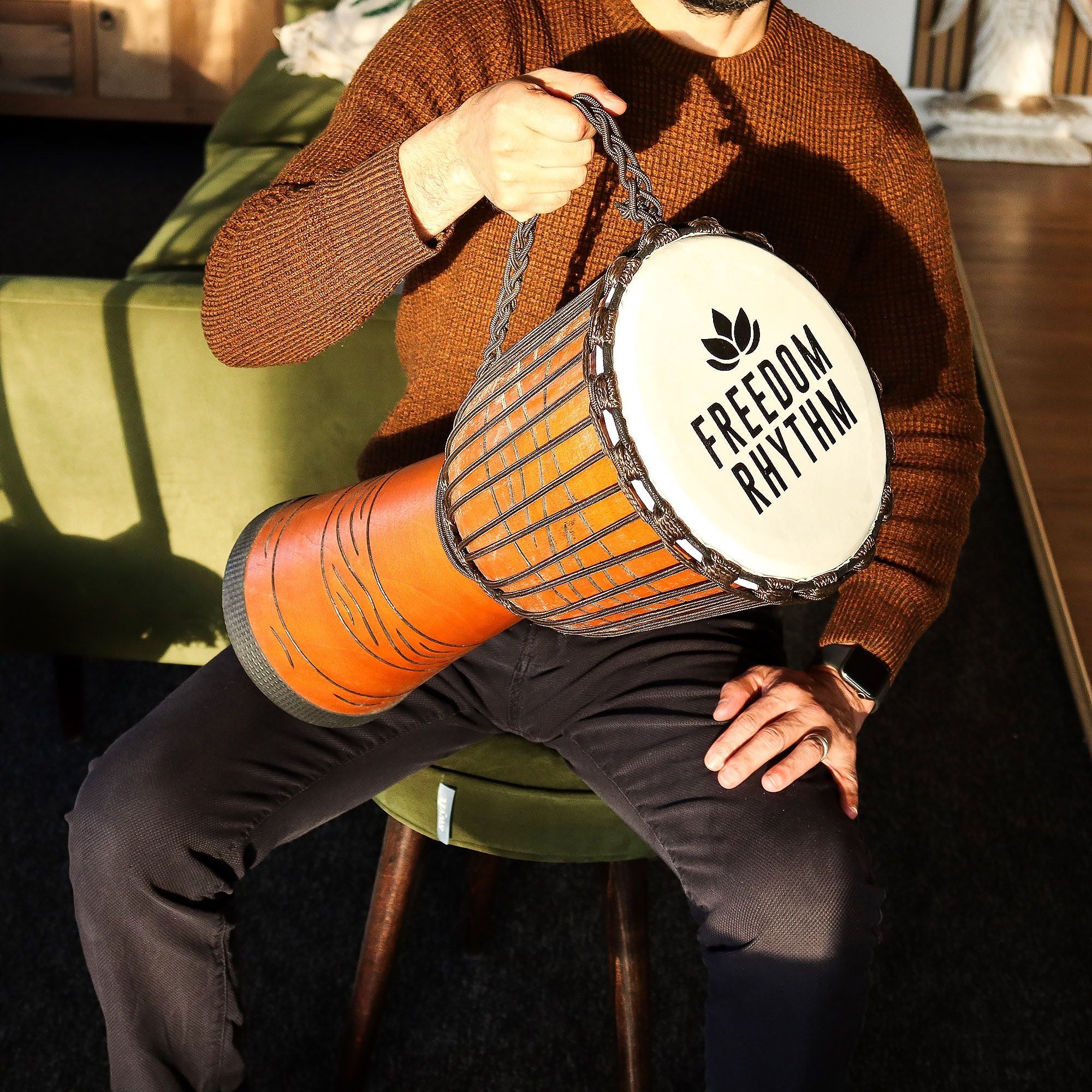 Pro Djembe Drum Large - Freedom Rhythm (high) - 50cm (22cm Diia)