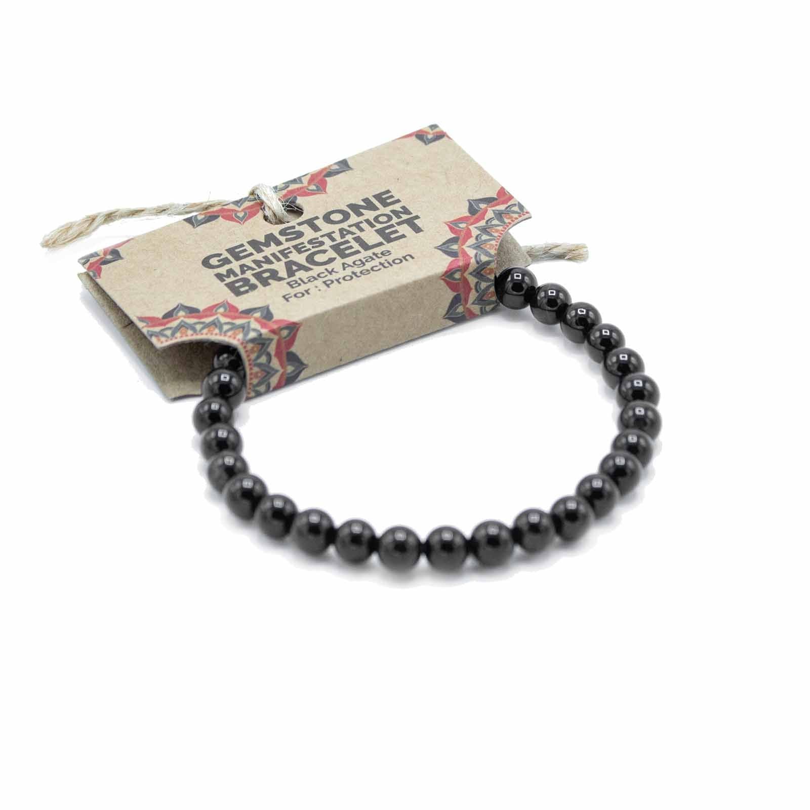 Gemstone Manifestation Bracelet - Black Agate (Protection)
