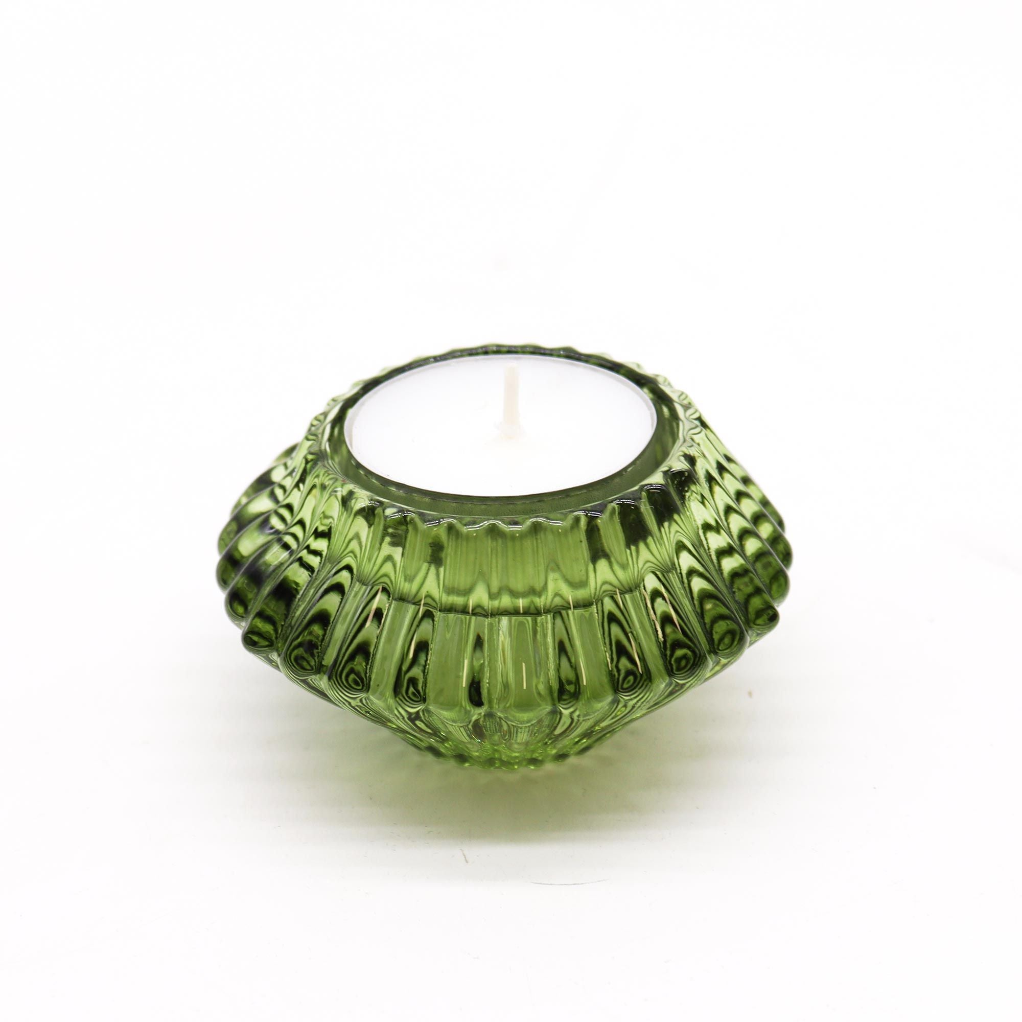 Flower Flip Dinner Candle Tealight Holder Set of 2 – Garden Jade