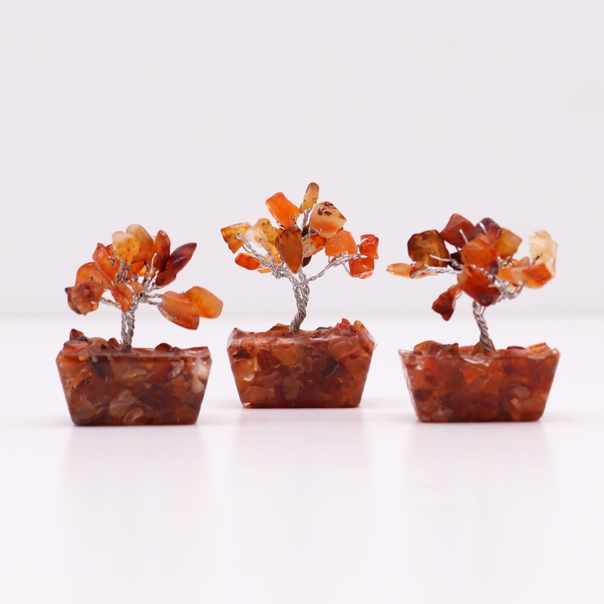 Mini Gemstone Tree on Orgonite Base (15 Stones) - Carnelian
