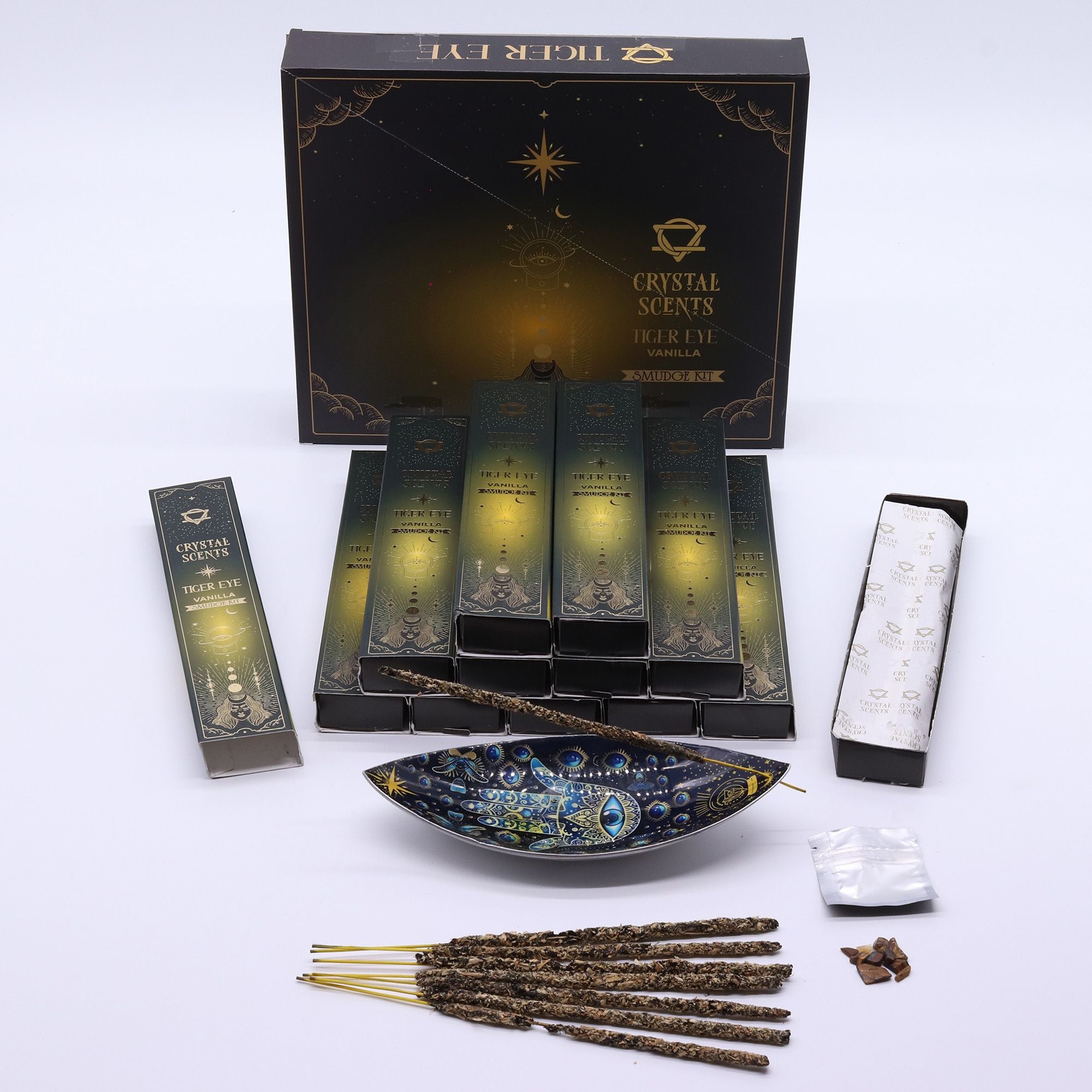 Crystal Scents Smudge Incense - Tiger Eye - Vanilla