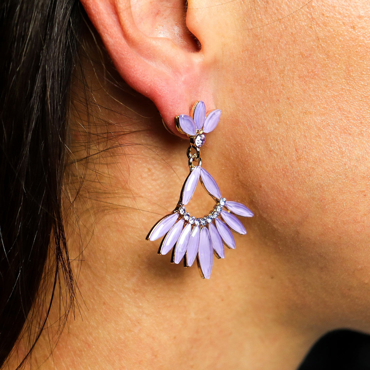 Lavender Vintage Glass Earrings - Long Drop