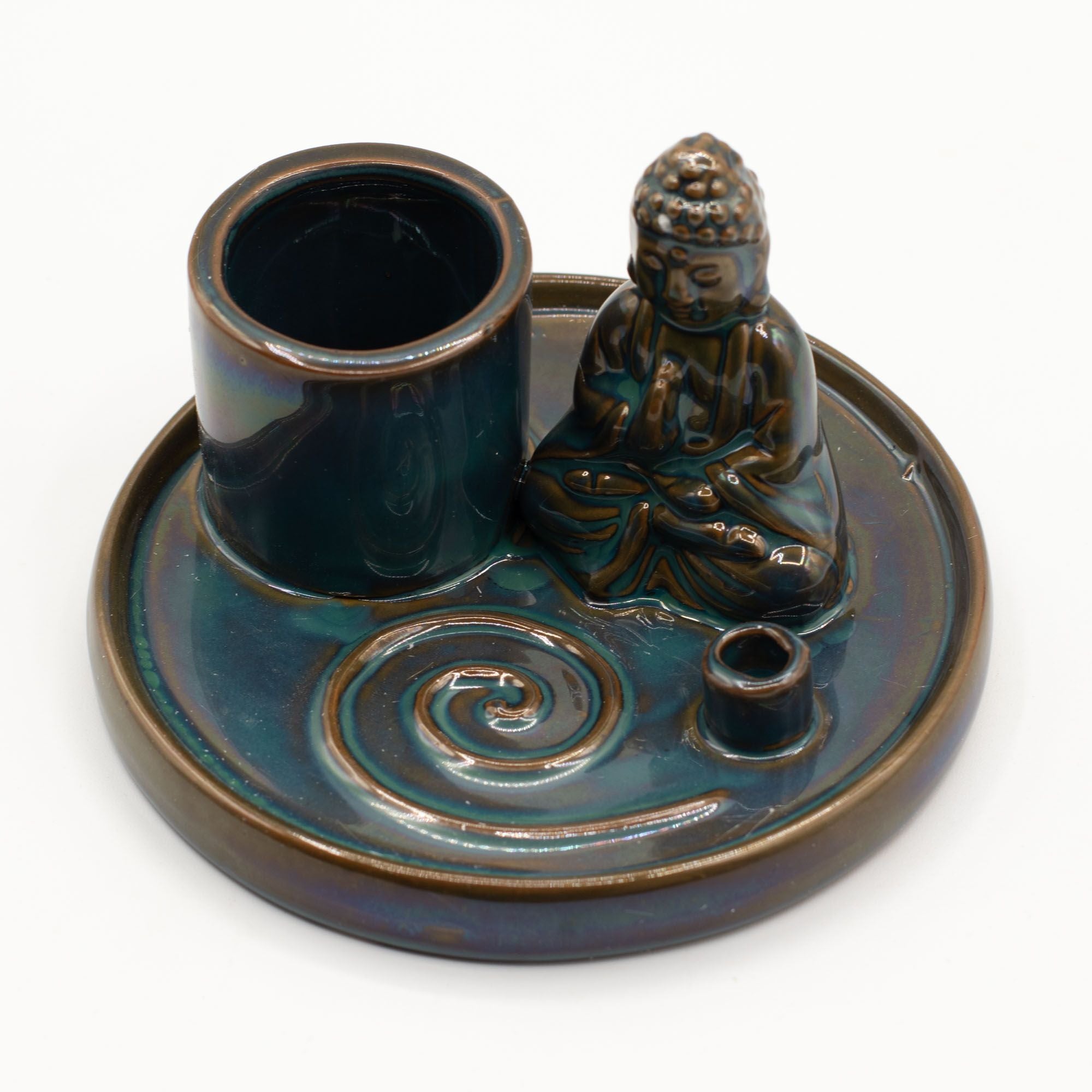 Mehrzweck-Buddha-Räucherplatte – Keramik Blau