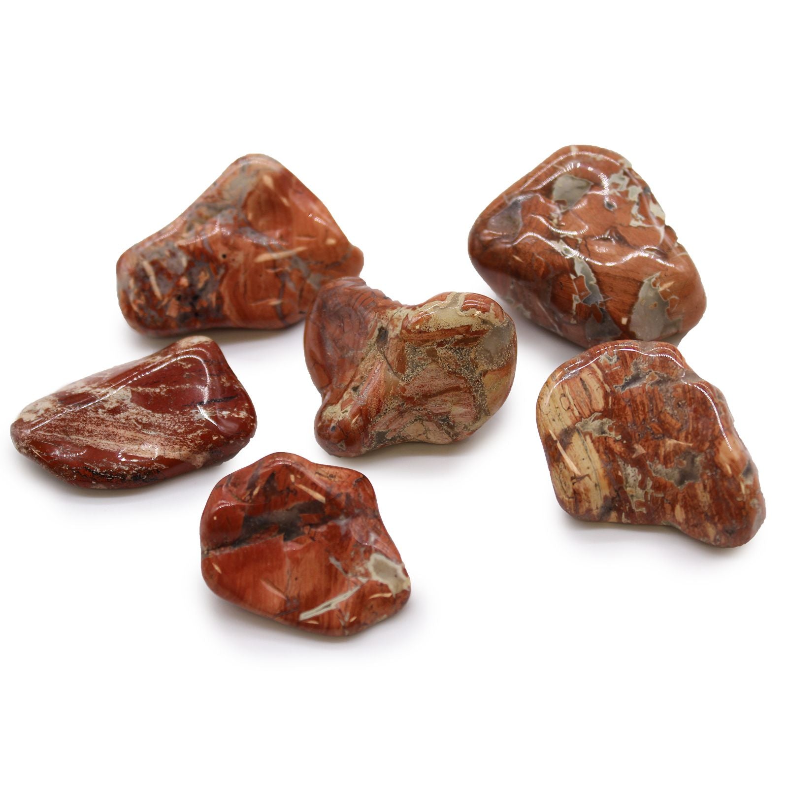 African Tumble Stone x6 - Large - Light Jasper (Brecciated)