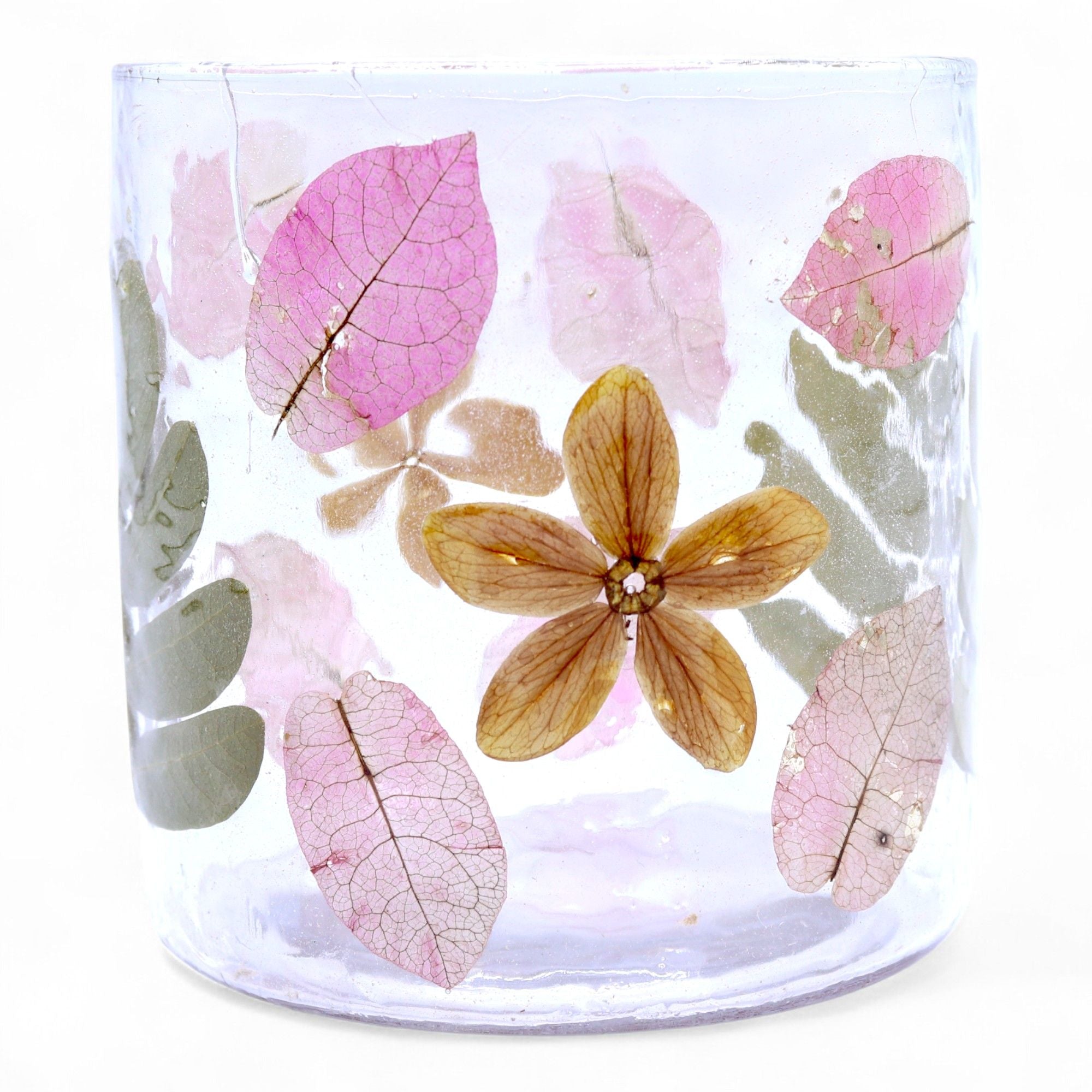 Natural Floral Glass Straight Candle Holder – Primavera