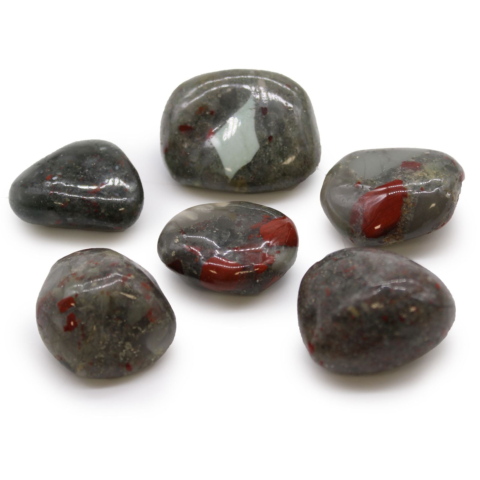 African Tumble Stone x6 - Large - Bloodstone (Sephtonite)