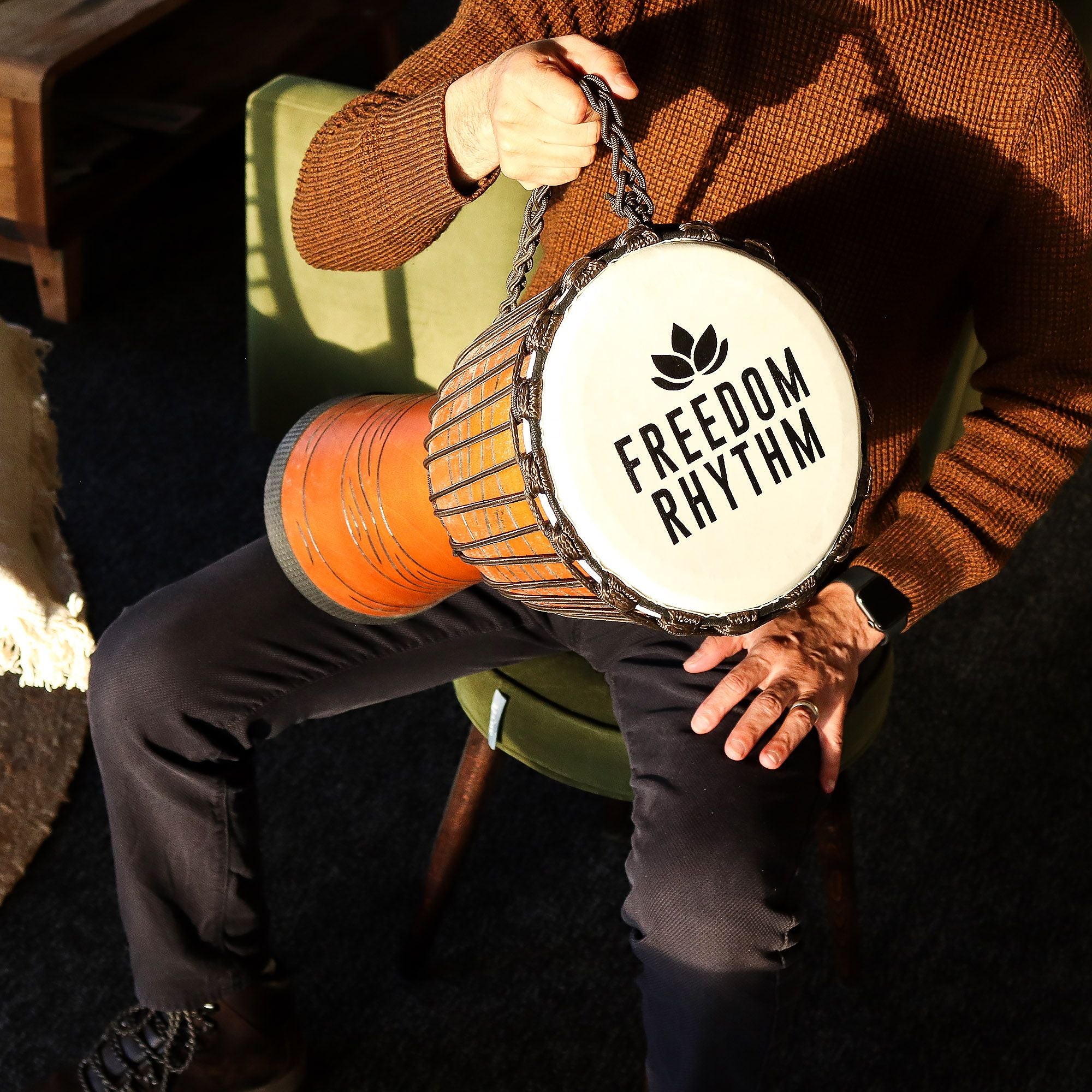 Pro Djembe Drum Large - Freedom Rhythm (high) - 50cm (22cm Diia)