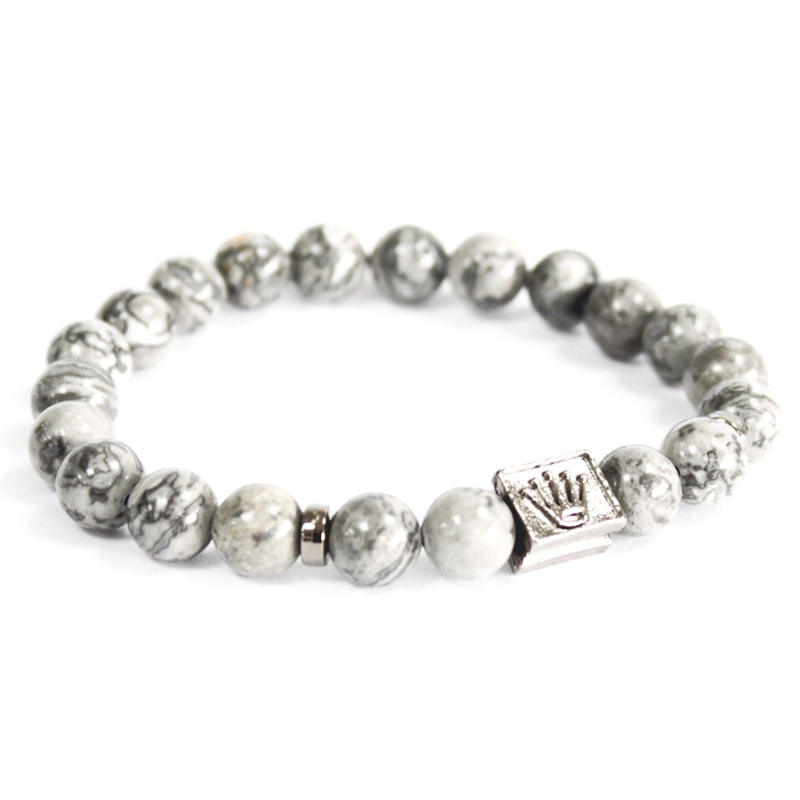 Noble Gemstone Bracelet - Crown Ingot (Grey Agate)