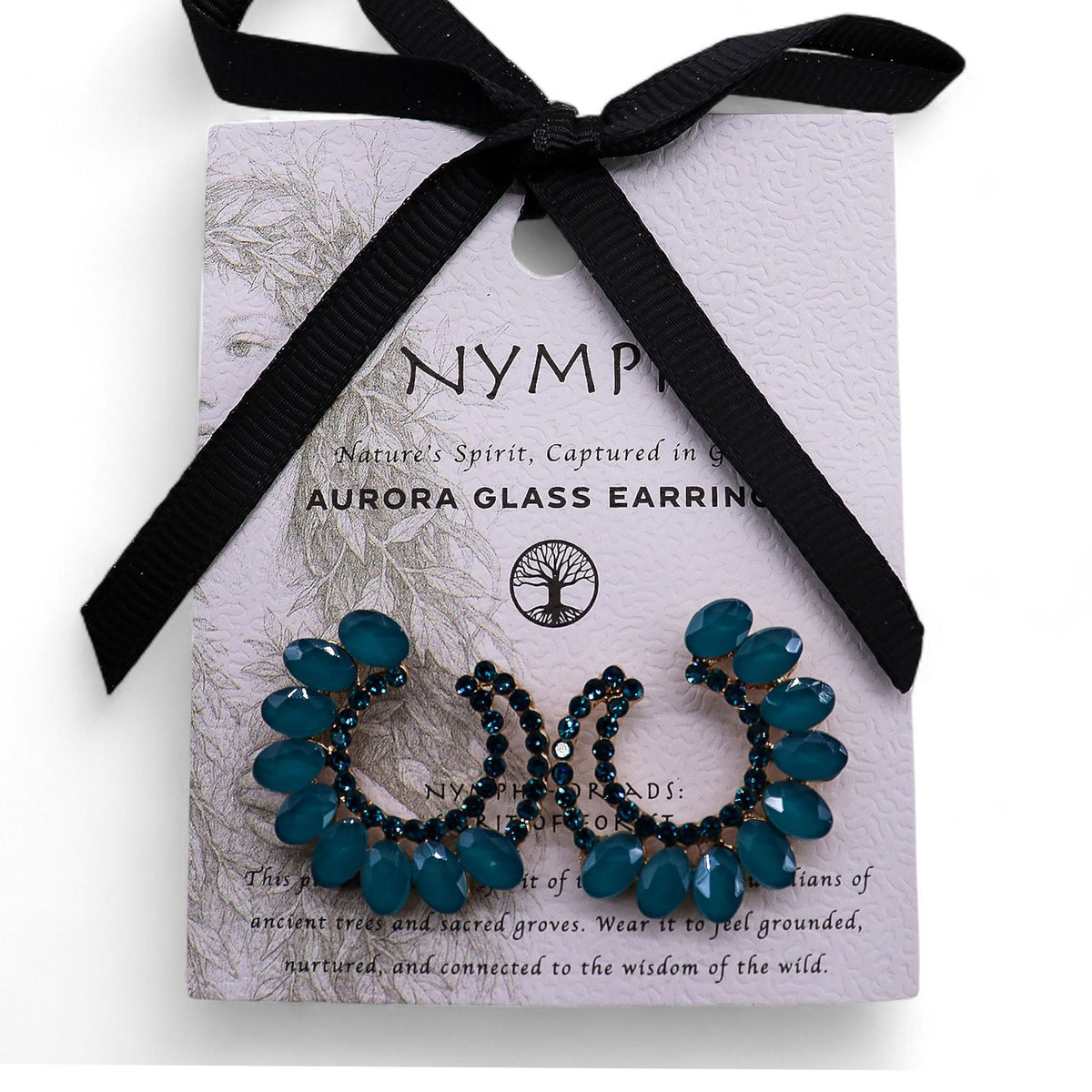 Teal Green Vintage Glass Earrings - Loop