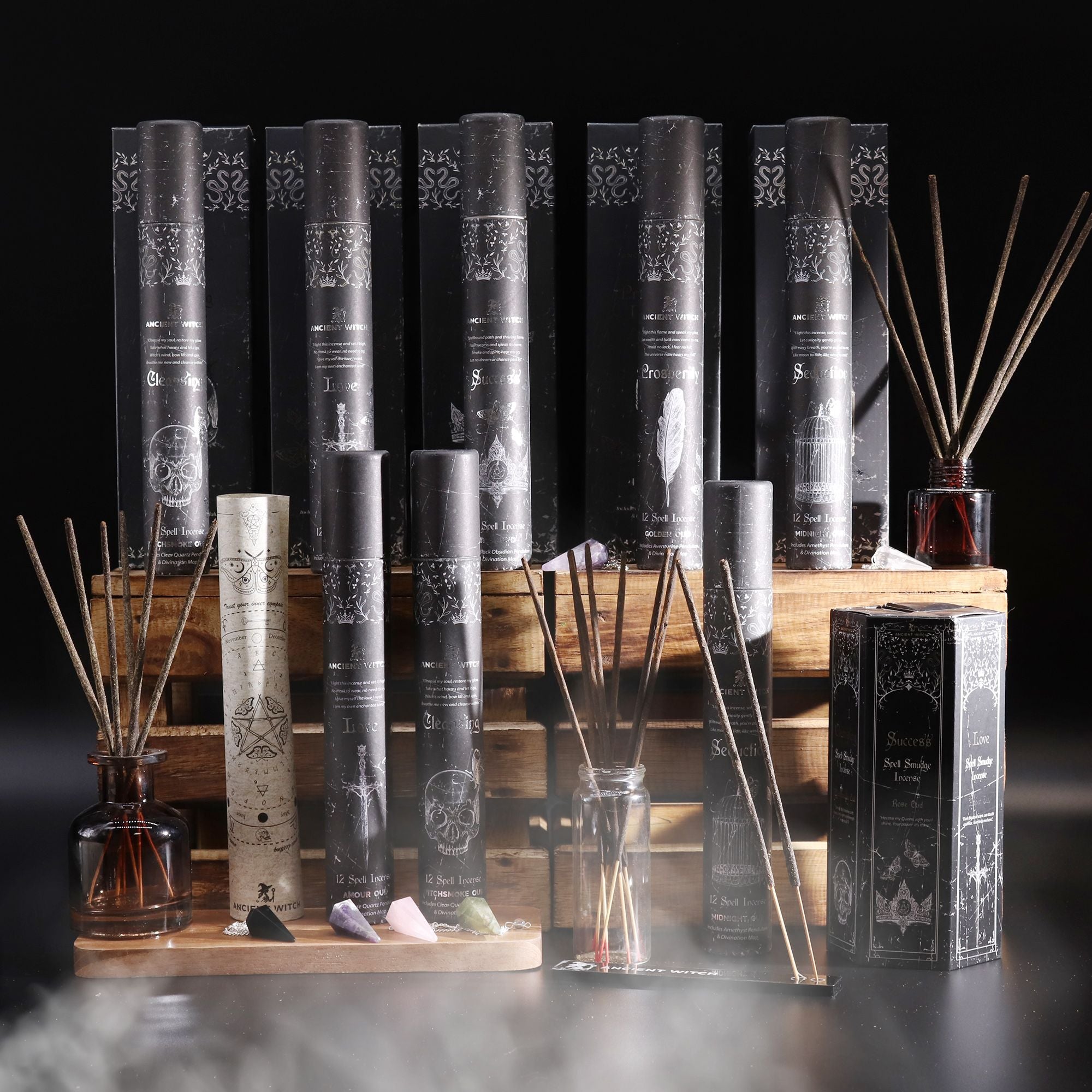 Ancient Witch Spell Incense - Rock Crystal Pendulum - Cleansing