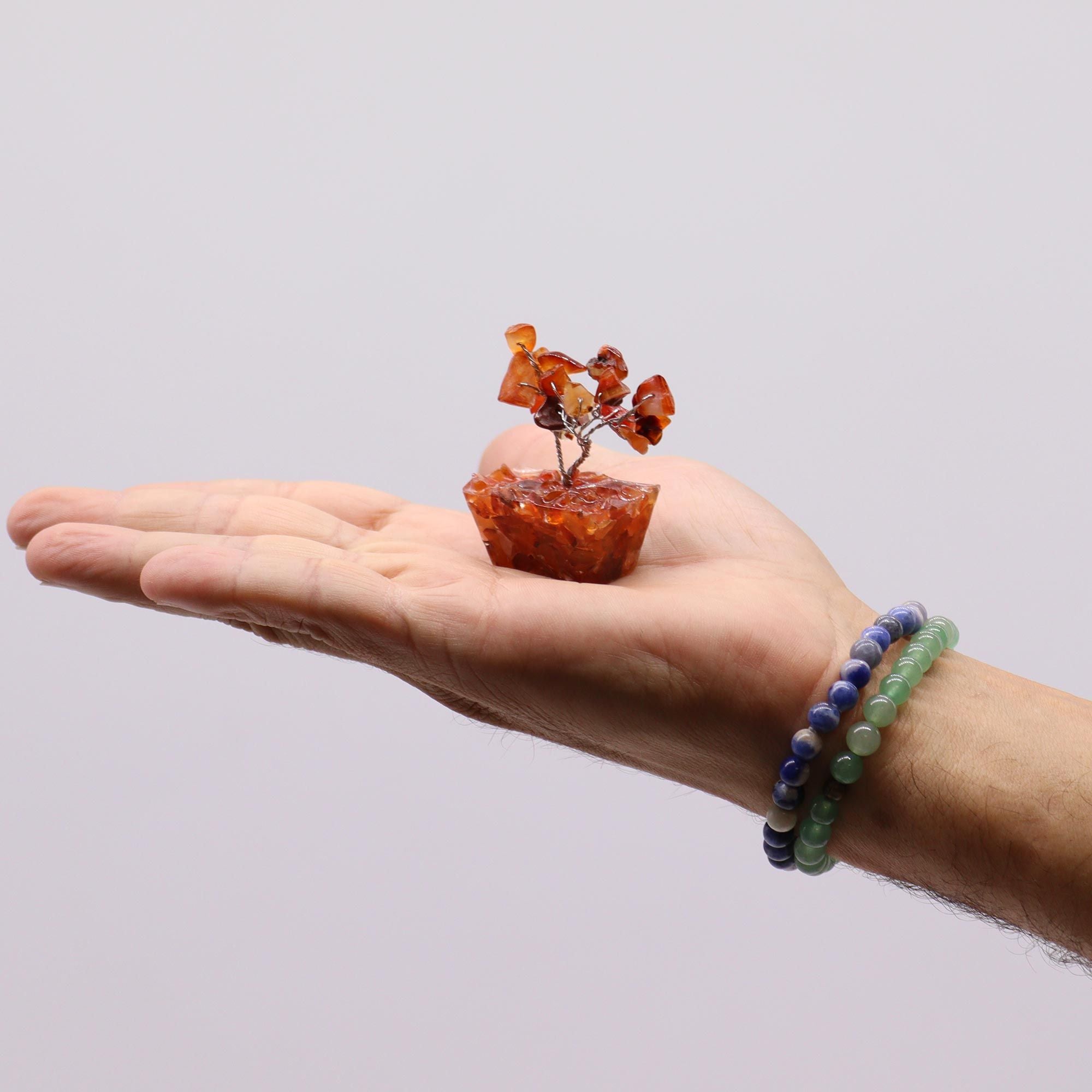 Mini Gemstone Tree on Orgonite Base (15 Stones) - Carnelian