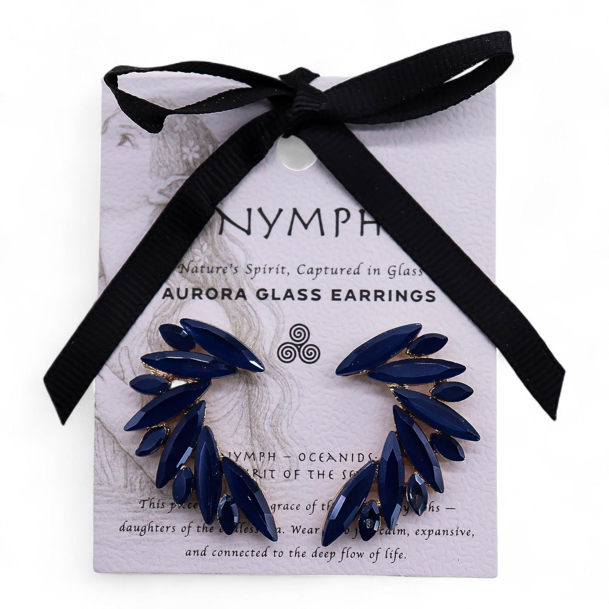 Royal Blue Vintage Glass Earrings - Angel Wings
