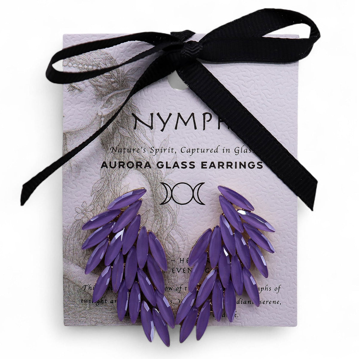 Lavender Vintage Glass Earrings - Angel Wings